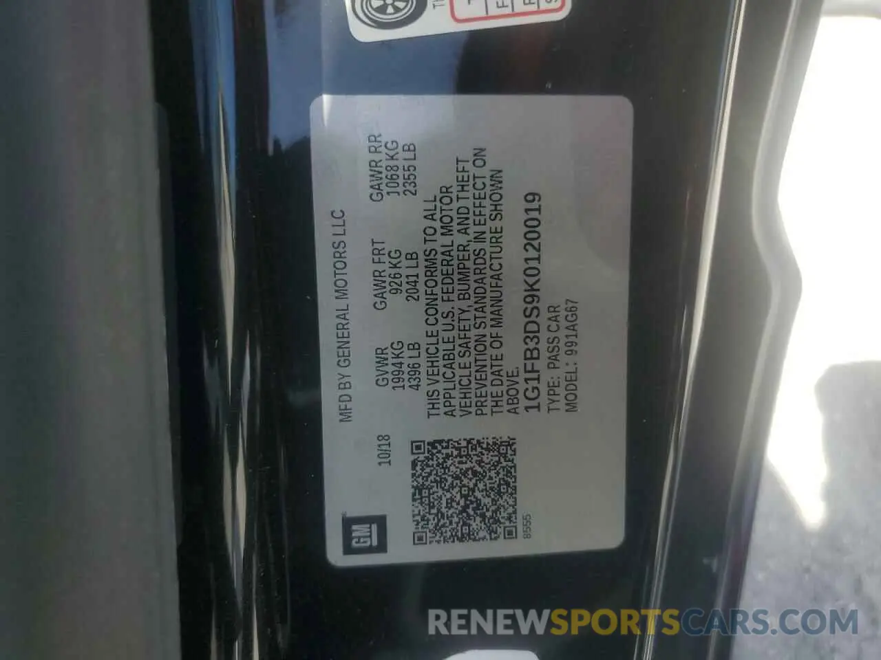 12 Фотография поврежденного автомобиля 1G1FB3DS9K0120019 CHEVROLET CAMARO 2019