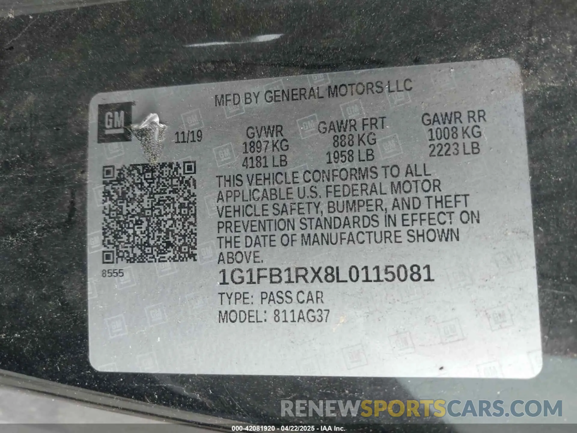 9 Photograph of a damaged car 1G1FB1RX8L0115081 CHEVROLET CAMARO 2020