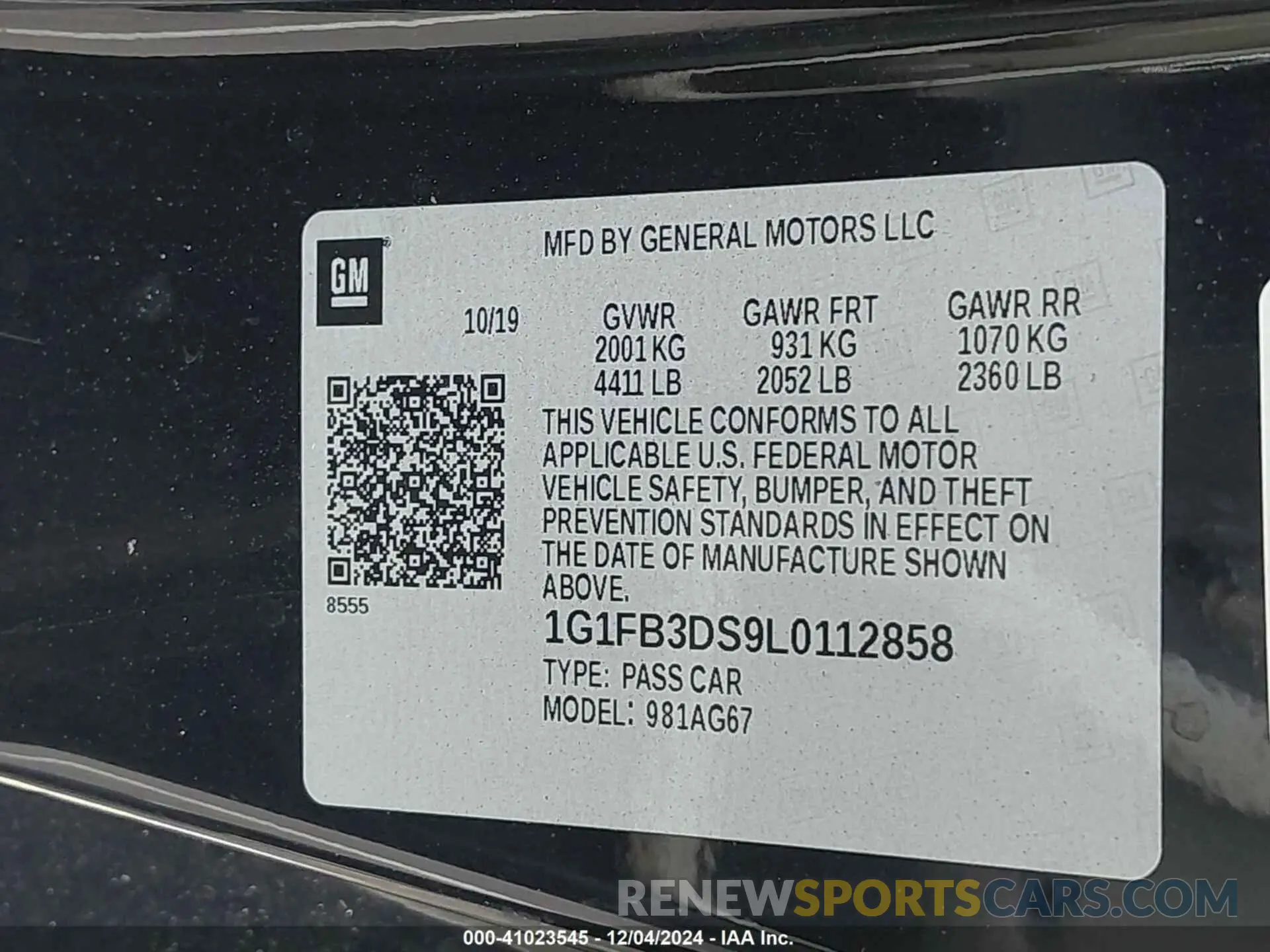 9 Фотография поврежденного автомобиля 1G1FB3DS9L0112858 CHEVROLET CAMARO 2020