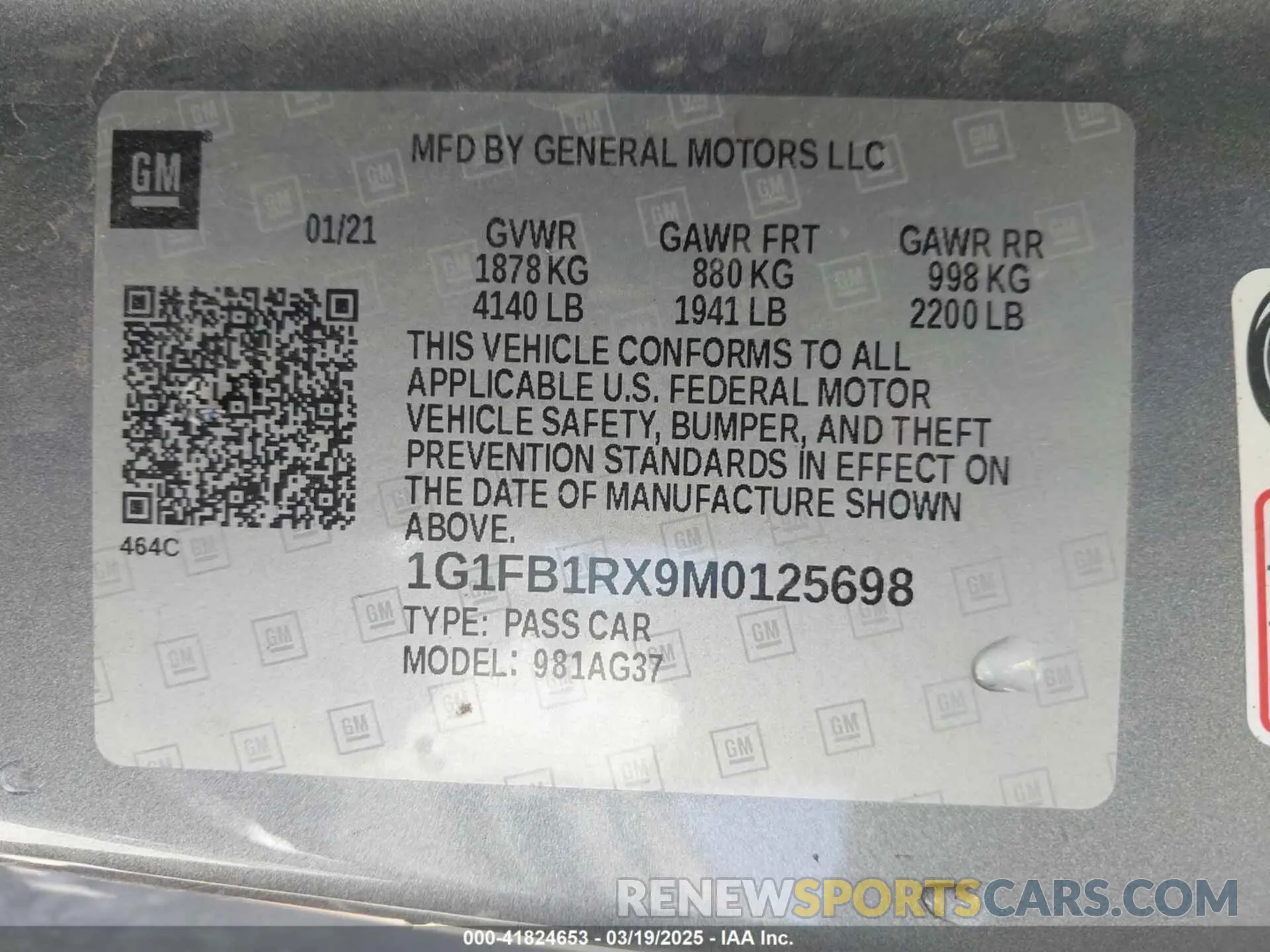 9 Photograph of a damaged car 1G1FB1RX9M0125698 CHEVROLET CAMARO 2021