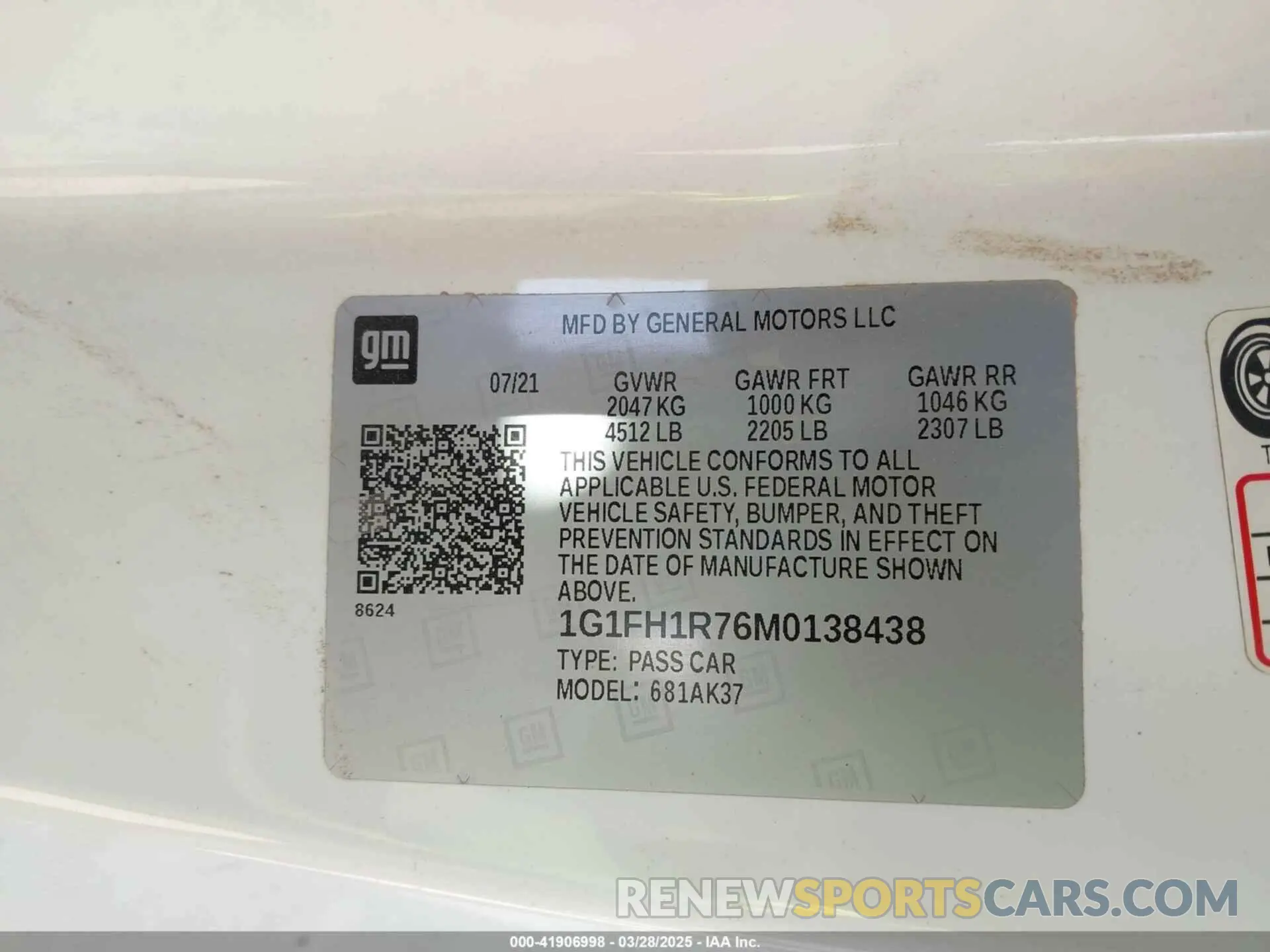 9 Фотография поврежденного автомобиля 1G1FH1R76M0138438 CHEVROLET CAMARO 2021
