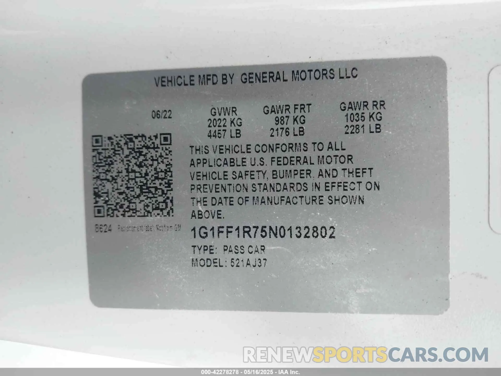 9 Photograph of a damaged car 1G1FF1R75N0132802 CHEVROLET CAMARO 2022