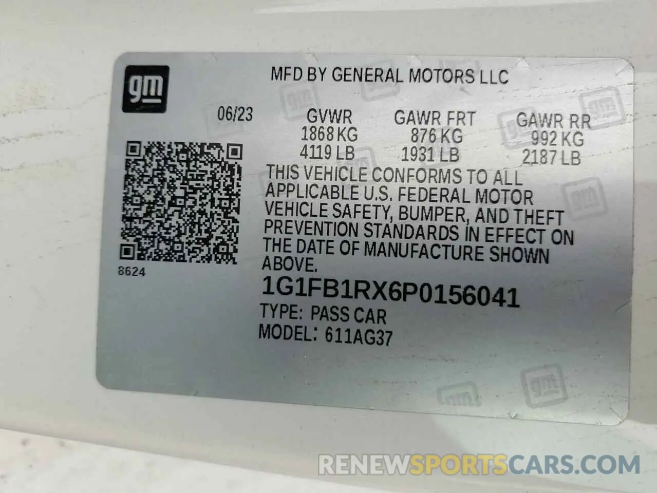 14 Фотография поврежденного автомобиля 1G1FB1RX6P0156041 CHEVROLET CAMARO 2023