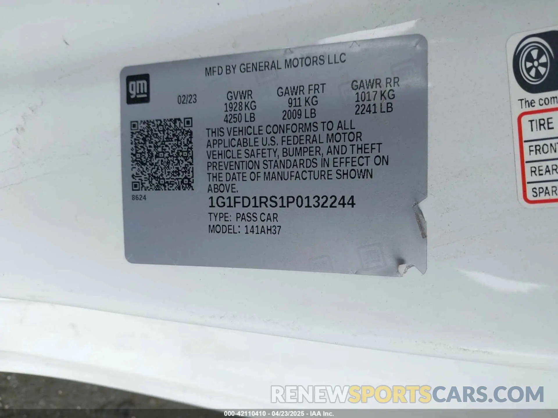 9 Photograph of a damaged car 1G1FD1RS1P0132244 CHEVROLET CAMARO 2023