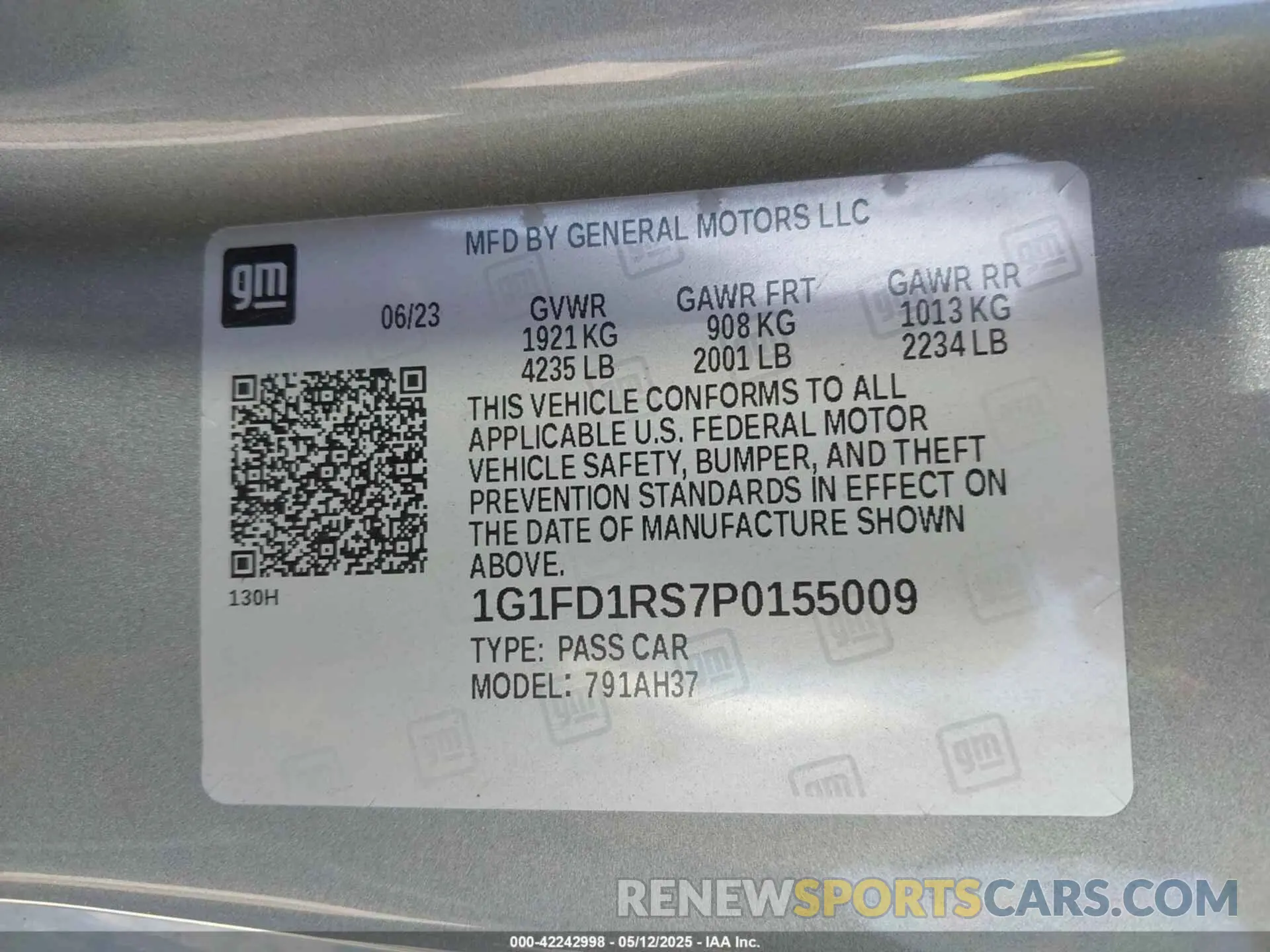 9 Фотография поврежденного автомобиля 1G1FD1RS7P0155009 CHEVROLET CAMARO 2023
