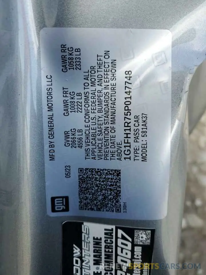 12 Фотография поврежденного автомобиля 1G1FH1R75P0147748 CHEVROLET CAMARO 2023