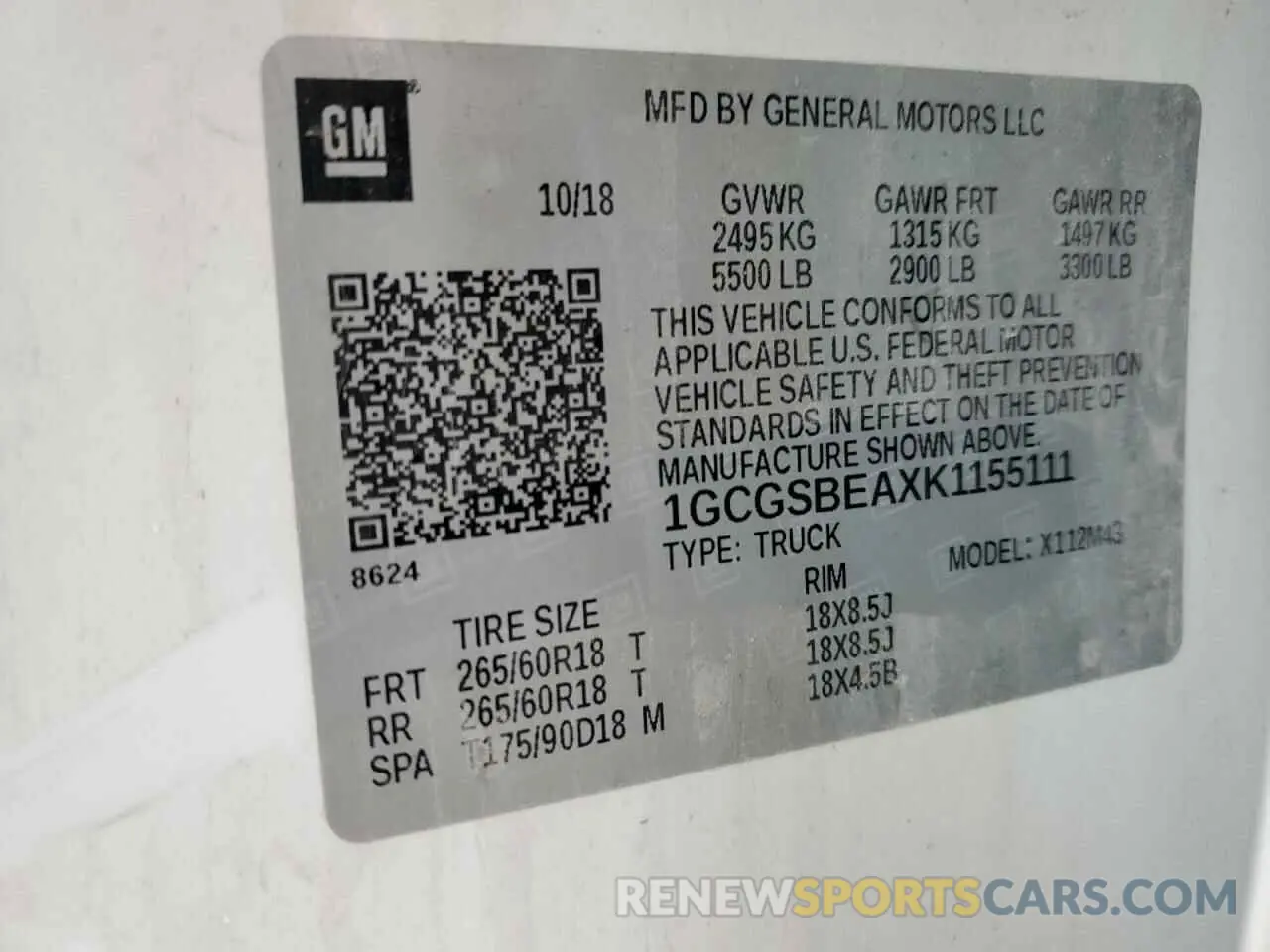 12 Photograph of a damaged car 1GCGSBEAXK1155111 CHEVROLET COLORADO 2019