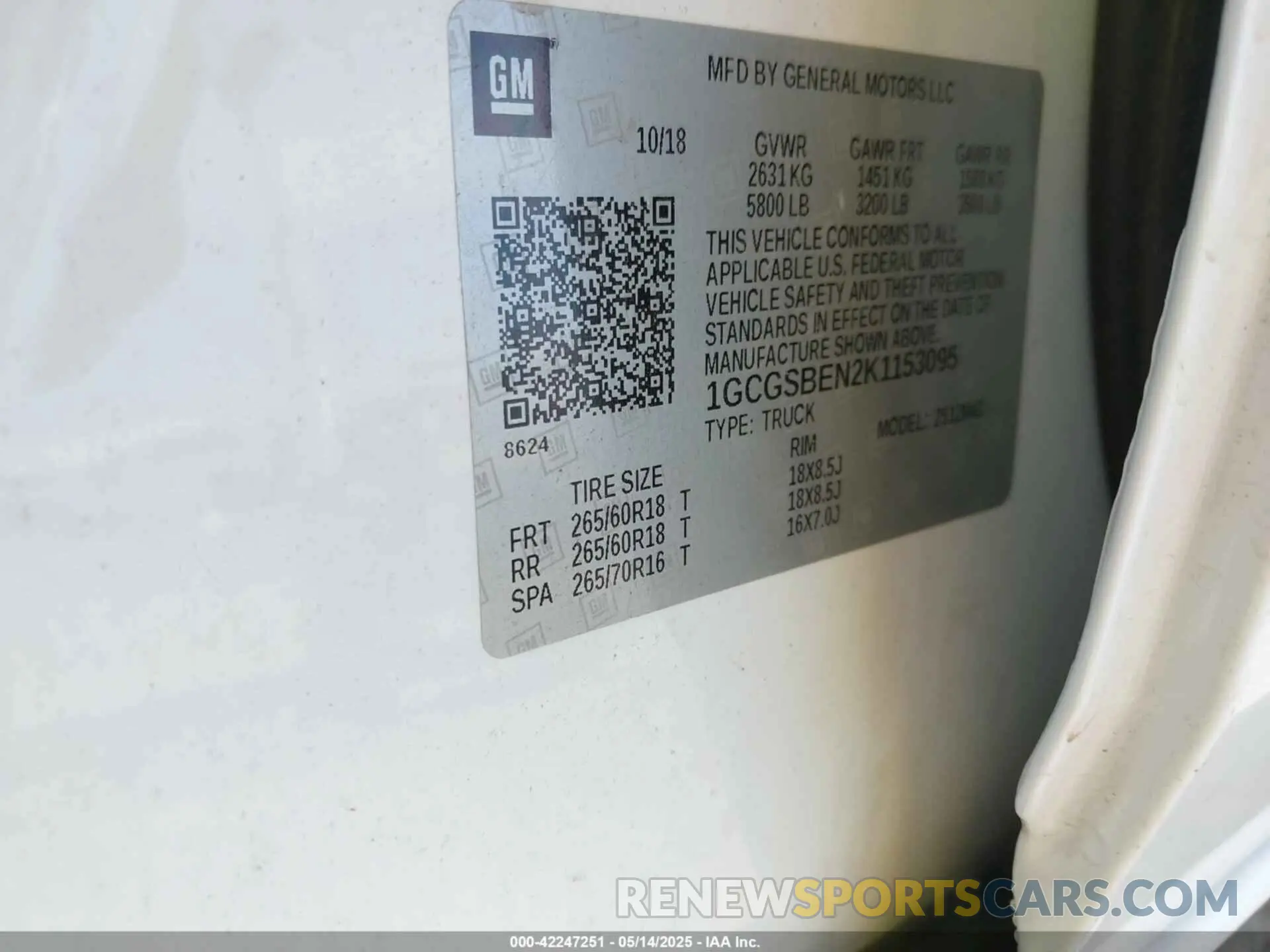 9 Photograph of a damaged car 1GCGSBEN2K1153095 CHEVROLET COLORADO 2019