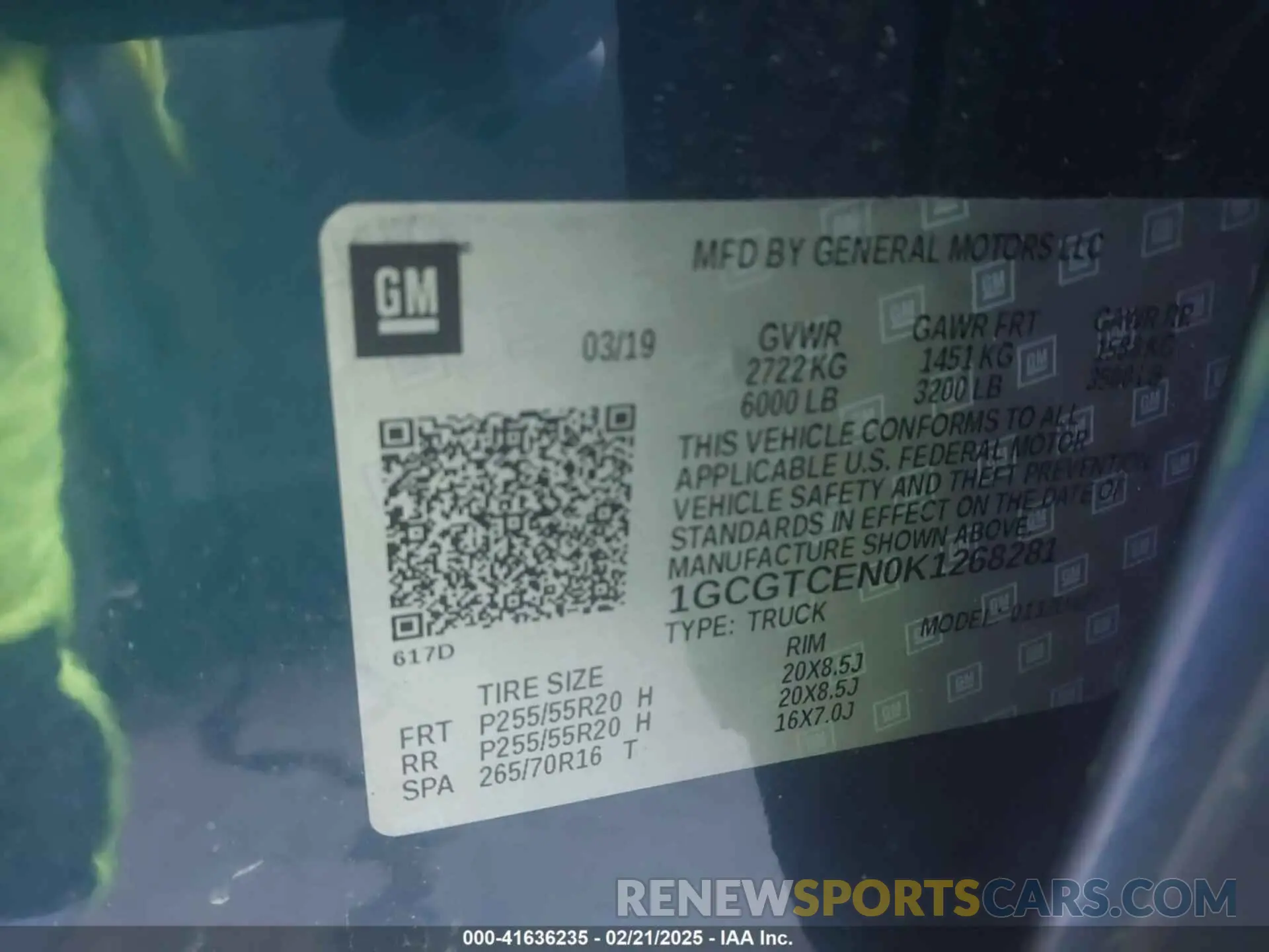 9 Photograph of a damaged car 1GCGTCEN0K1268281 CHEVROLET COLORADO 2019