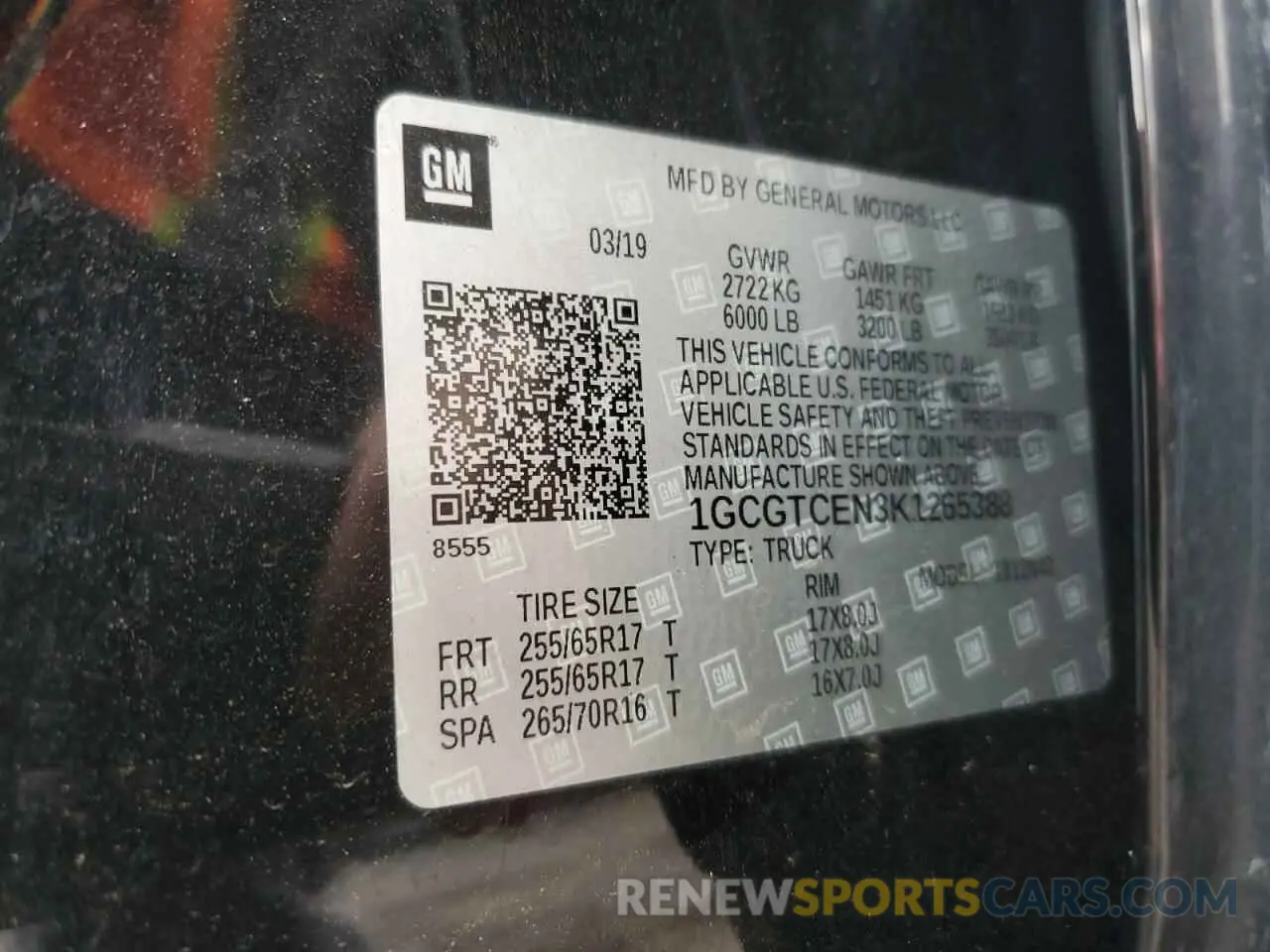 14 Photograph of a damaged car 1GCGTCEN3K1265388 CHEVROLET COLORADO 2019