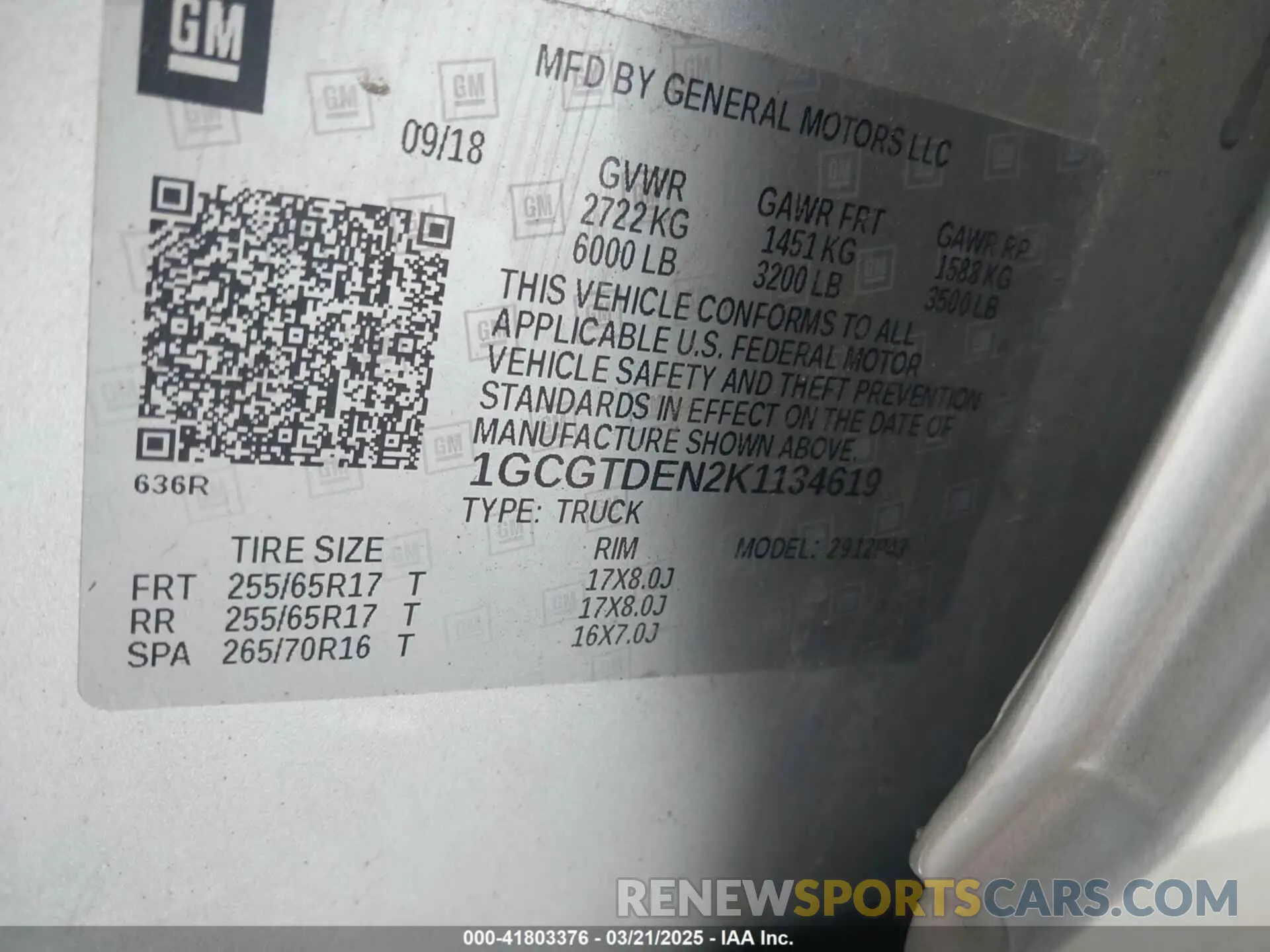 9 Photograph of a damaged car 1GCGTDEN2K1134619 CHEVROLET COLORADO 2019