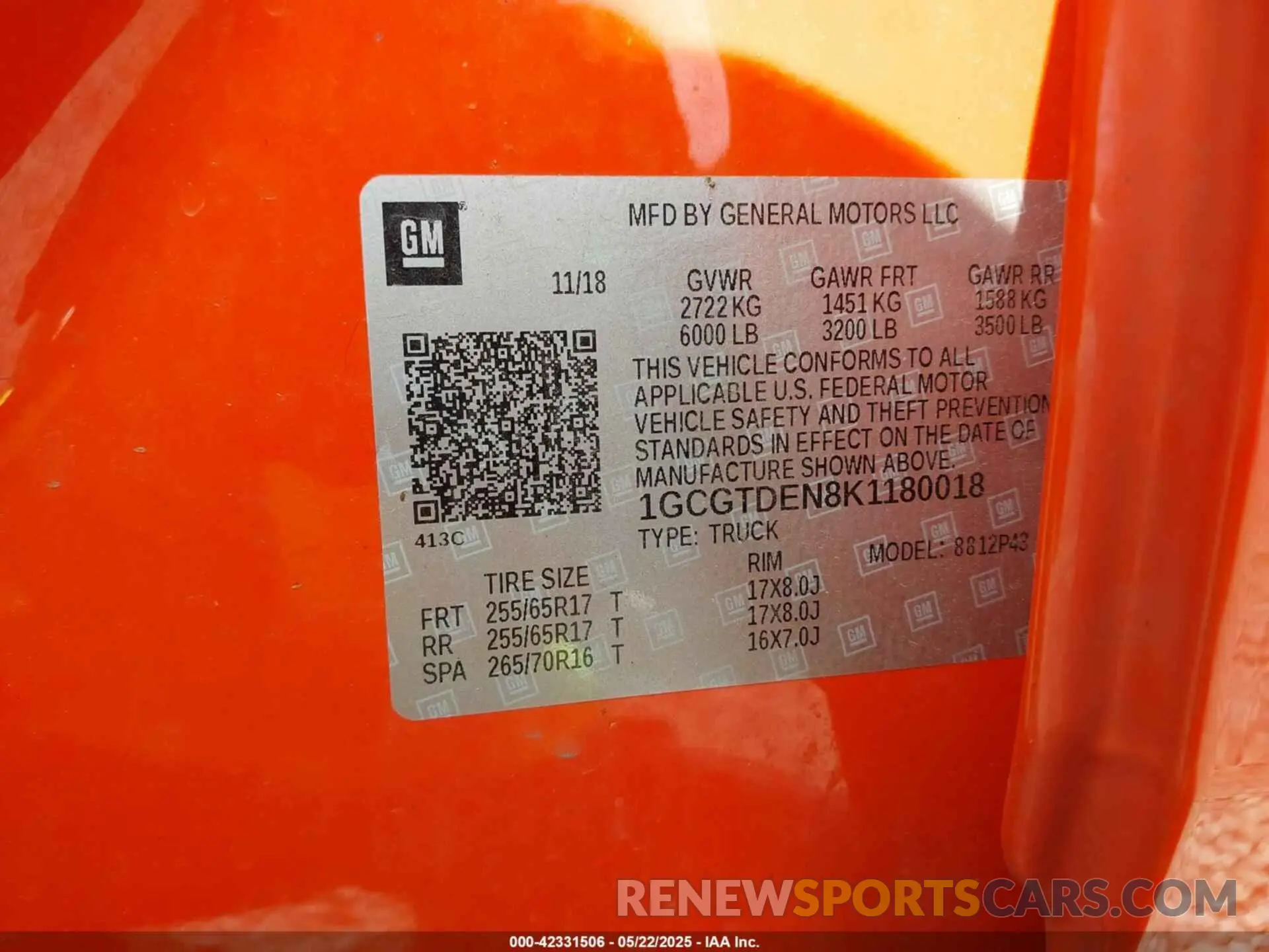 9 Фотография поврежденного автомобиля 1GCGTDEN8K1180018 CHEVROLET COLORADO 2019