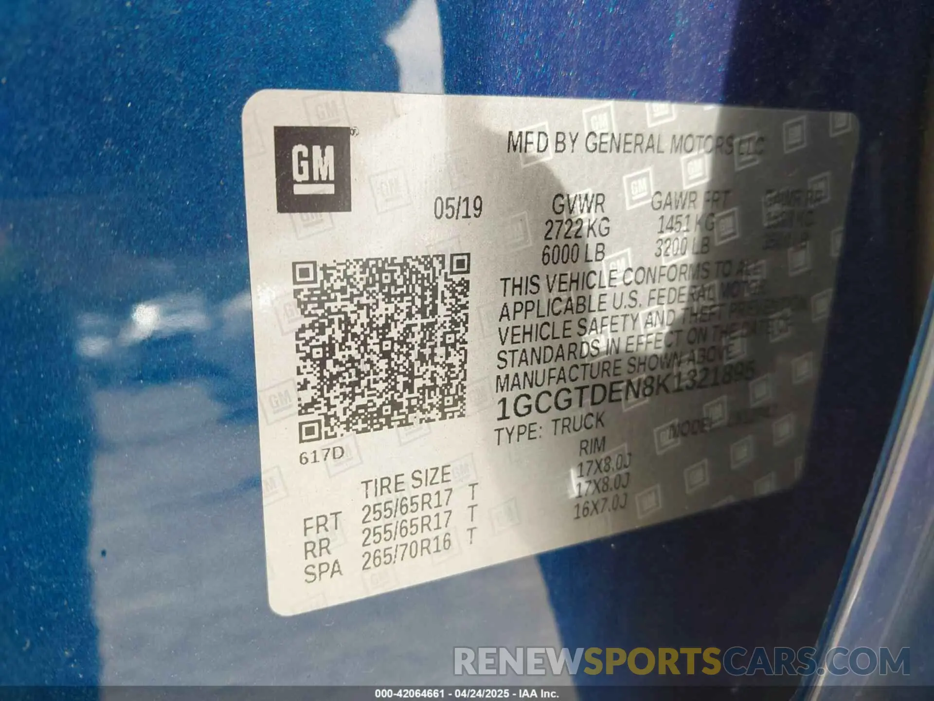 9 Photograph of a damaged car 1GCGTDEN8K1321895 CHEVROLET COLORADO 2019