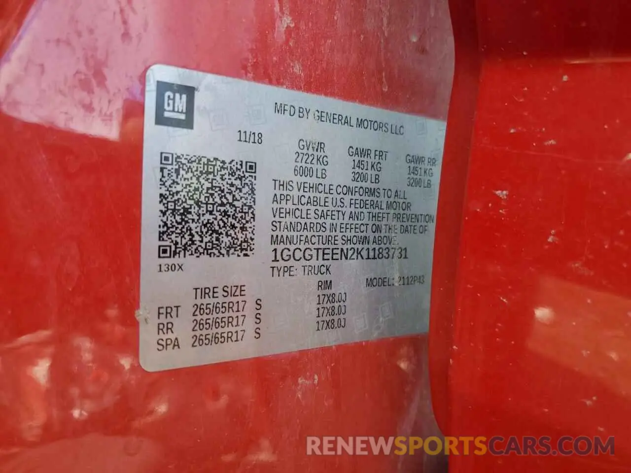 13 Фотография поврежденного автомобиля 1GCGTEEN2K1183731 CHEVROLET COLORADO 2019