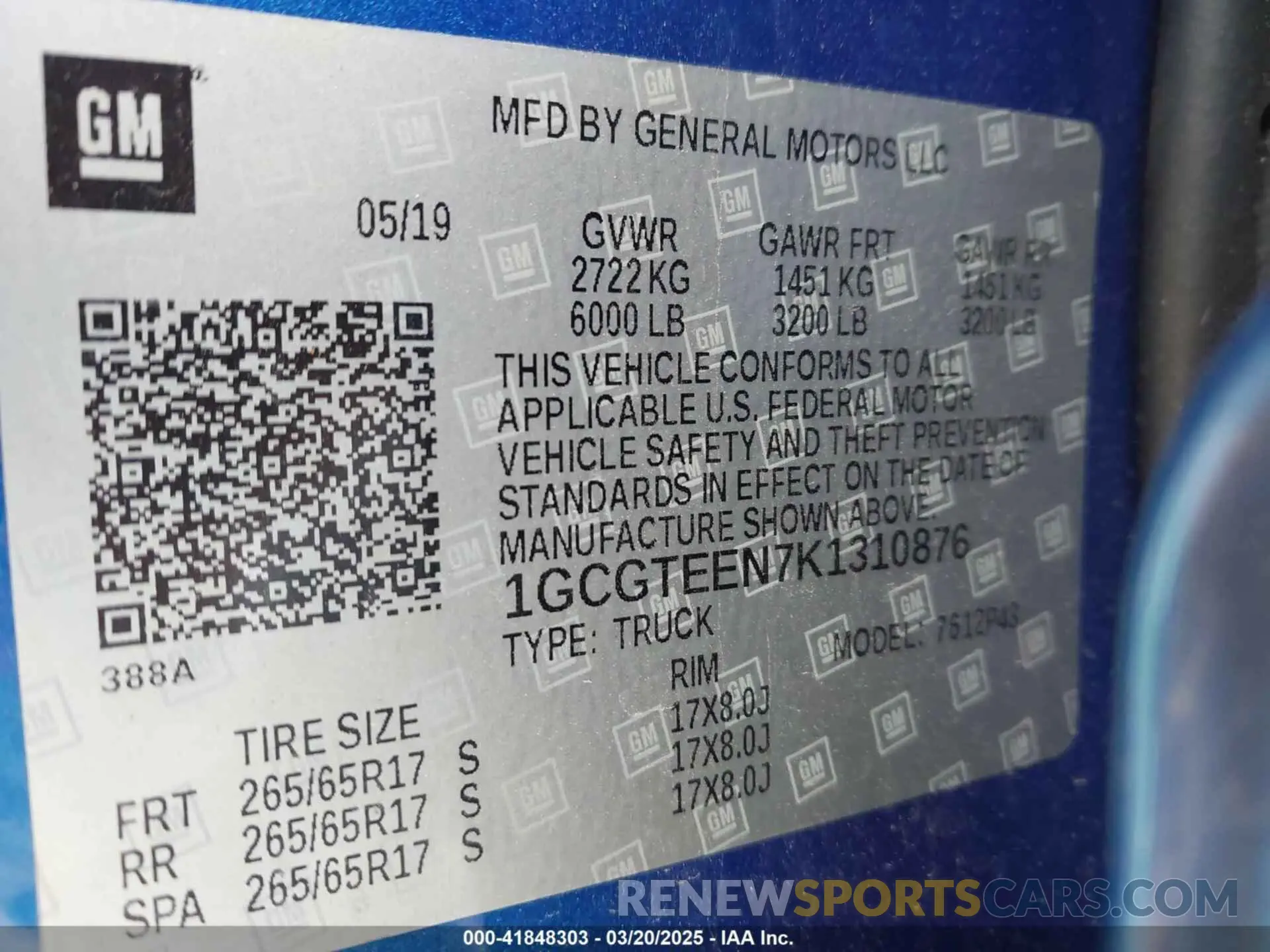 9 Photograph of a damaged car 1GCGTEEN7K1310876 CHEVROLET COLORADO 2019