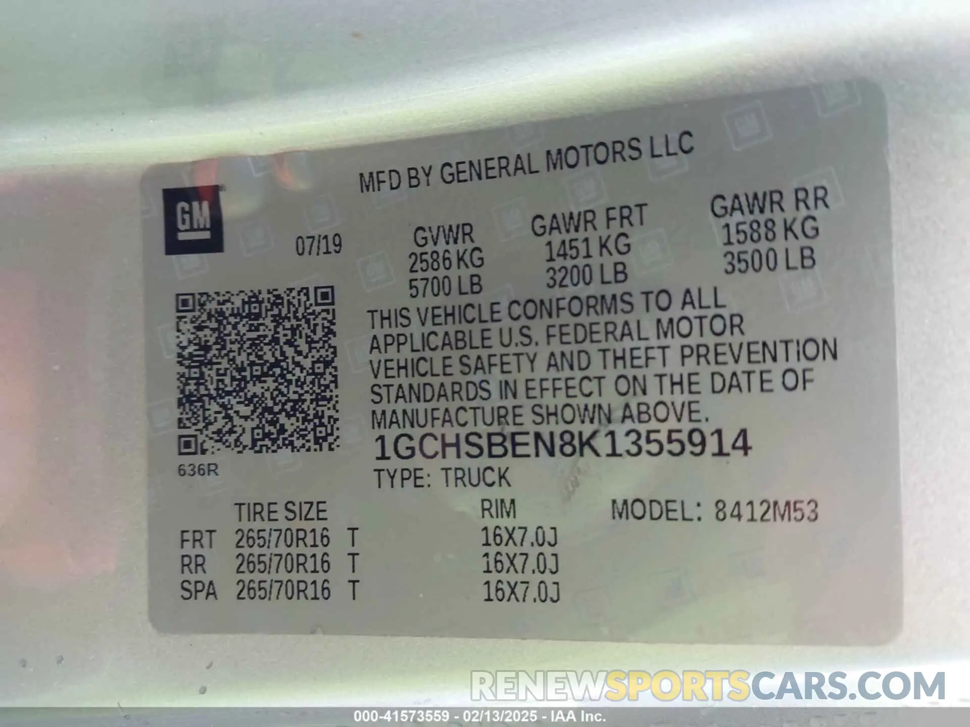 9 Photograph of a damaged car 1GCHSBEN8K1355914 CHEVROLET COLORADO 2019