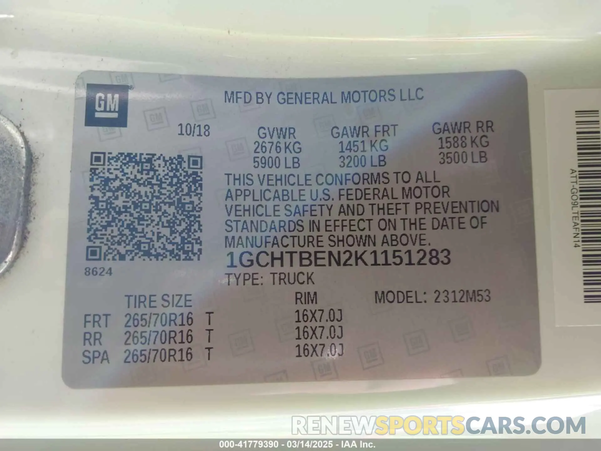 8 Photograph of a damaged car 1GCHTBEN2K1151283 CHEVROLET COLORADO 2019