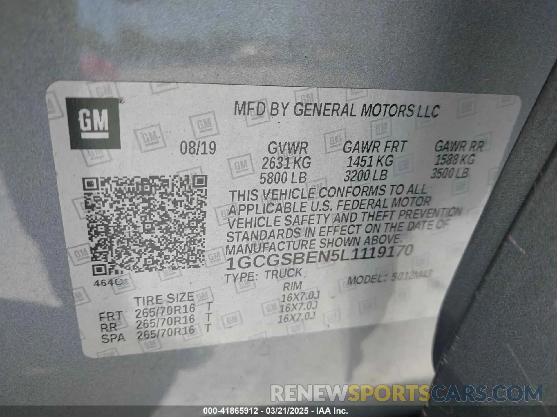 9 Фотография поврежденного автомобиля 1GCGSBEN5L1119170 CHEVROLET COLORADO 2020