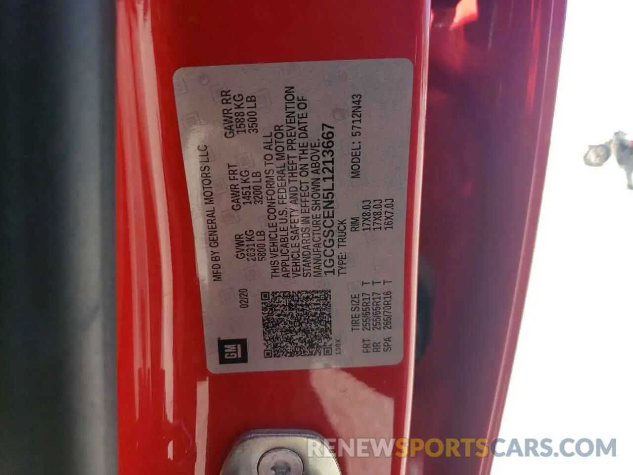 12 Photograph of a damaged car 1GCGSCEN5L1213667 CHEVROLET COLORADO 2020