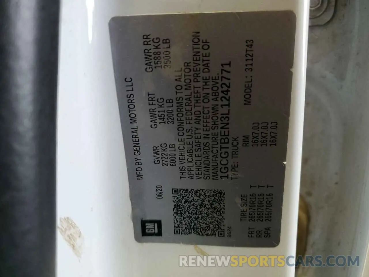 13 Фотография поврежденного автомобиля 1GCGTBEN3L1242771 CHEVROLET COLORADO 2020
