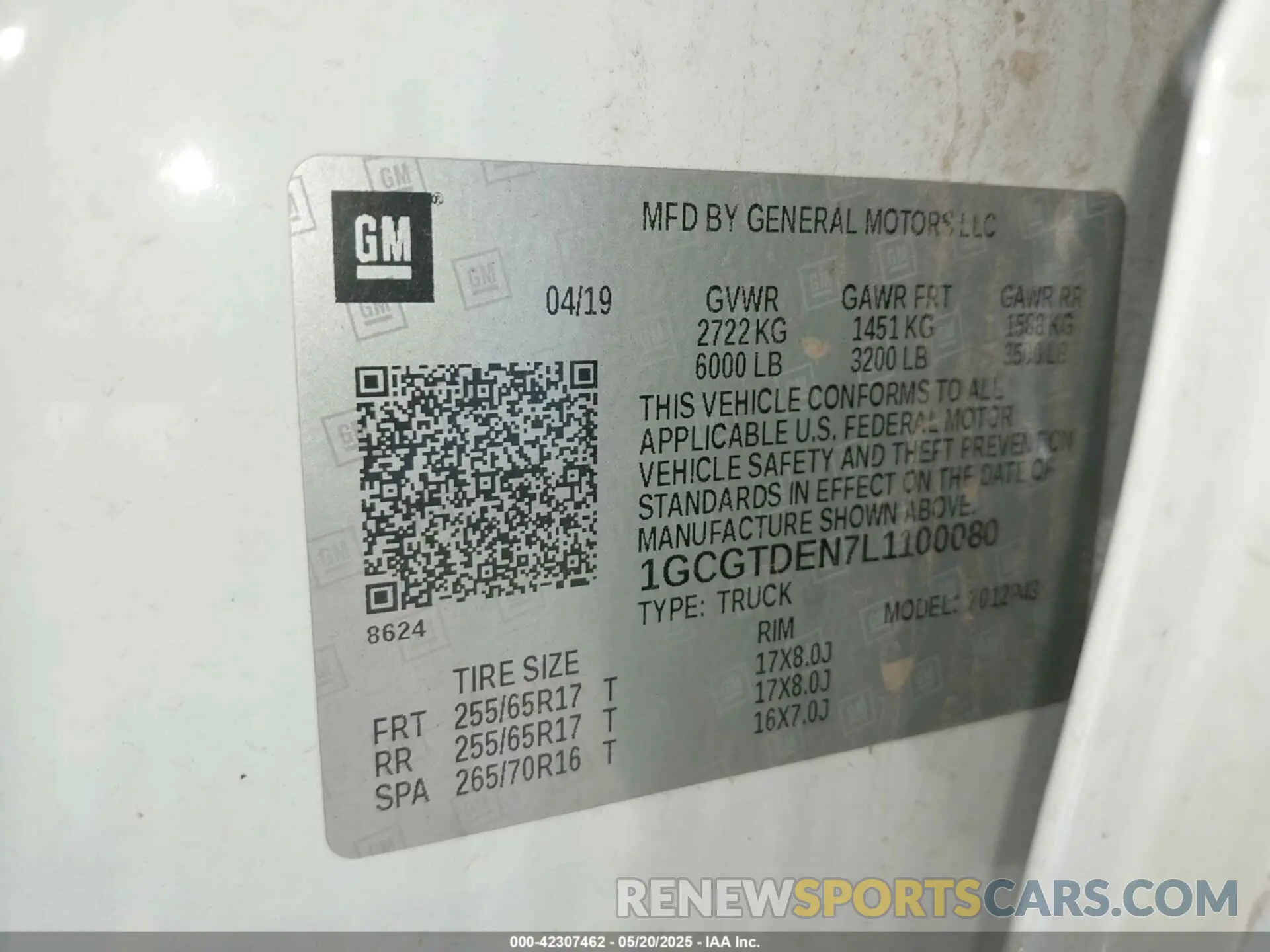 9 Photograph of a damaged car 1GCGTDEN7L1100080 CHEVROLET COLORADO 2020