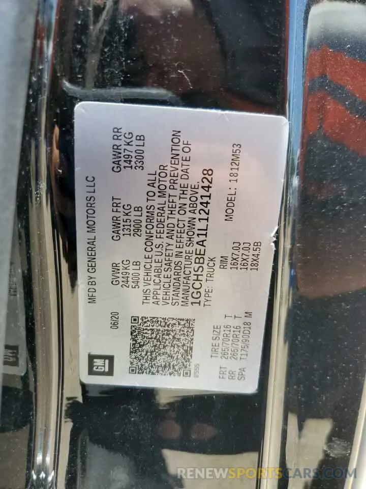 12 Фотография поврежденного автомобиля 1GCHSBEA1L1241428 CHEVROLET COLORADO 2020