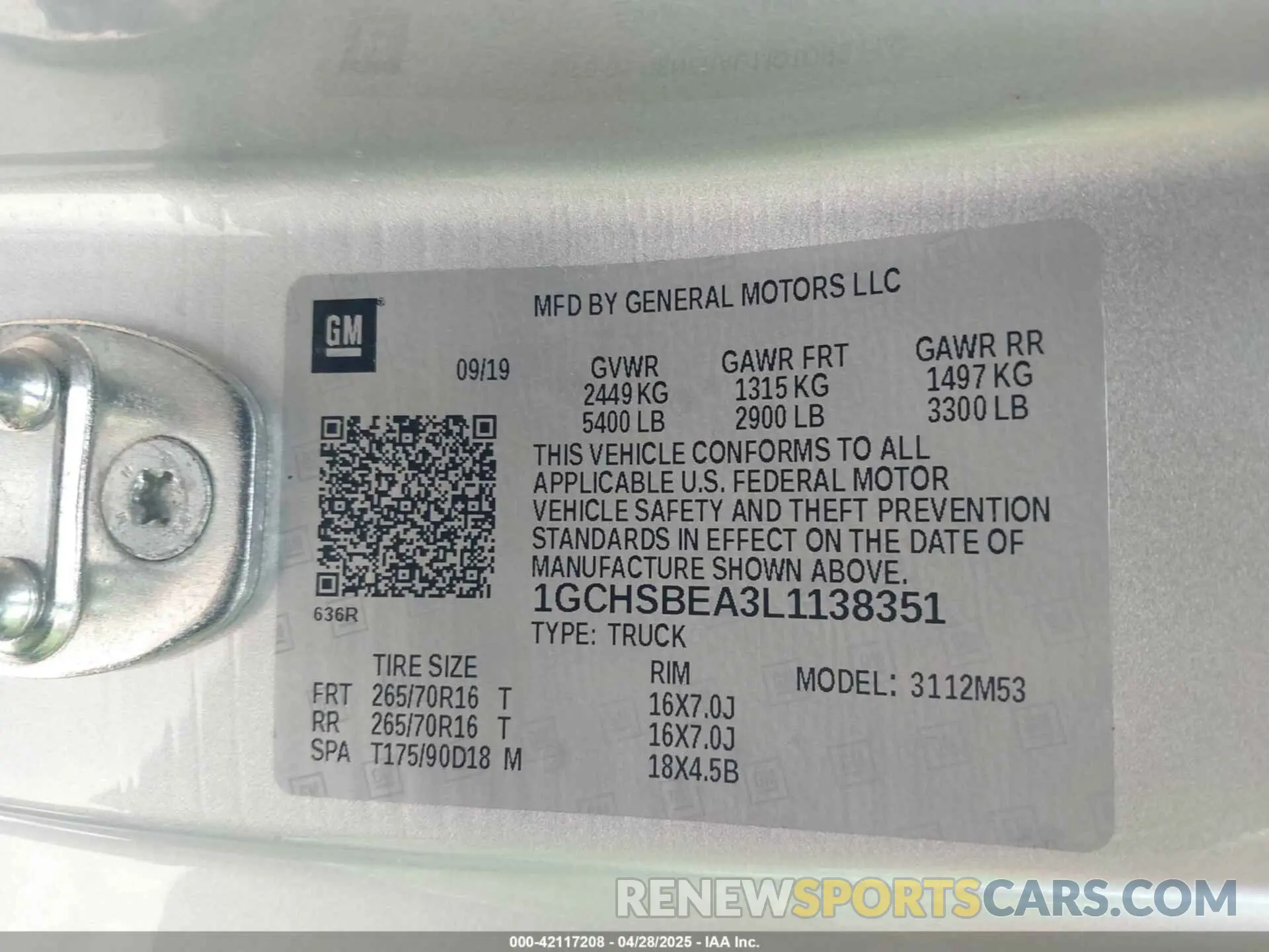 9 Фотография поврежденного автомобиля 1GCHSBEA3L1138351 CHEVROLET COLORADO 2020