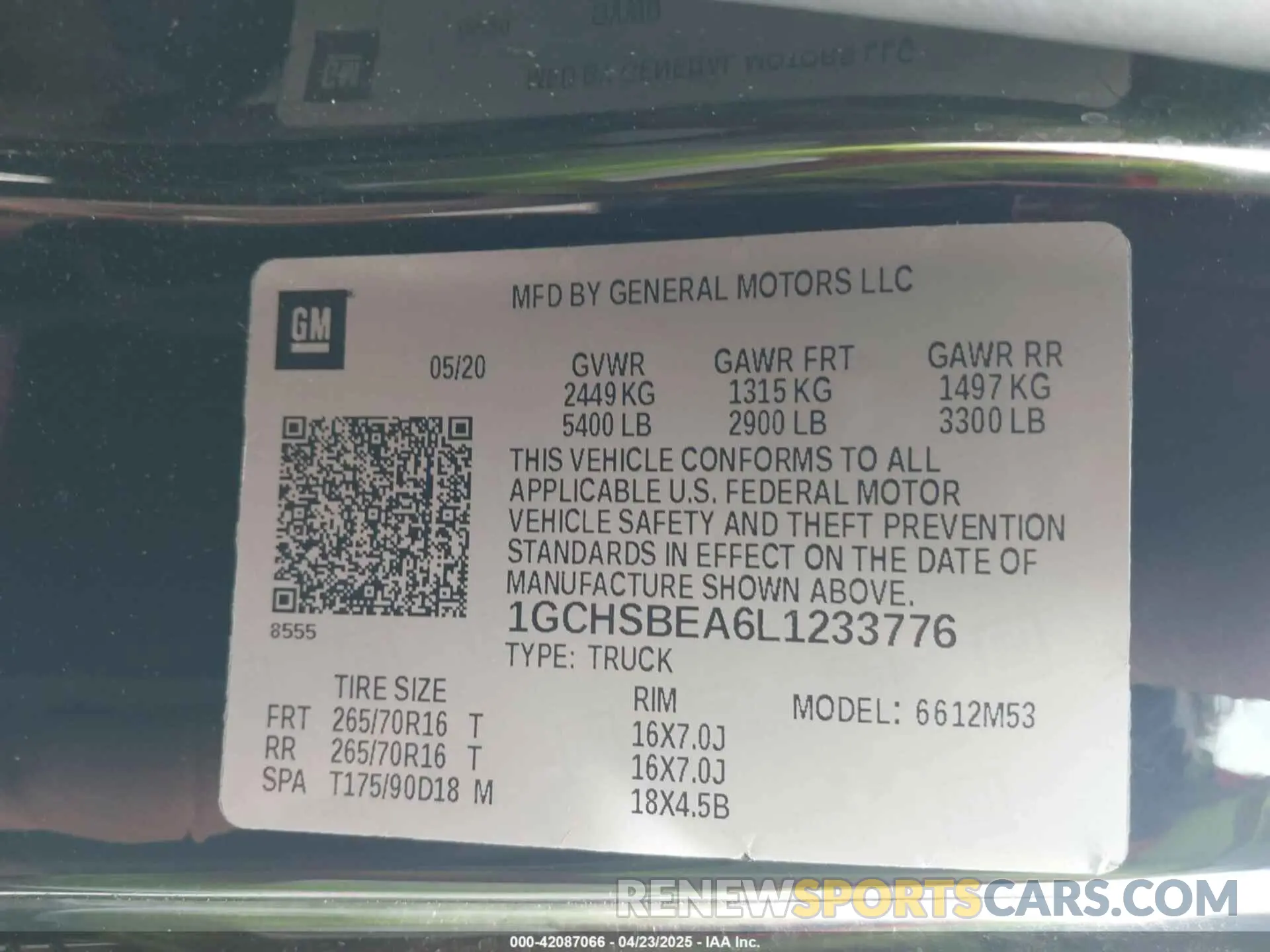 9 Фотография поврежденного автомобиля 1GCHSBEA6L1233776 CHEVROLET COLORADO 2020