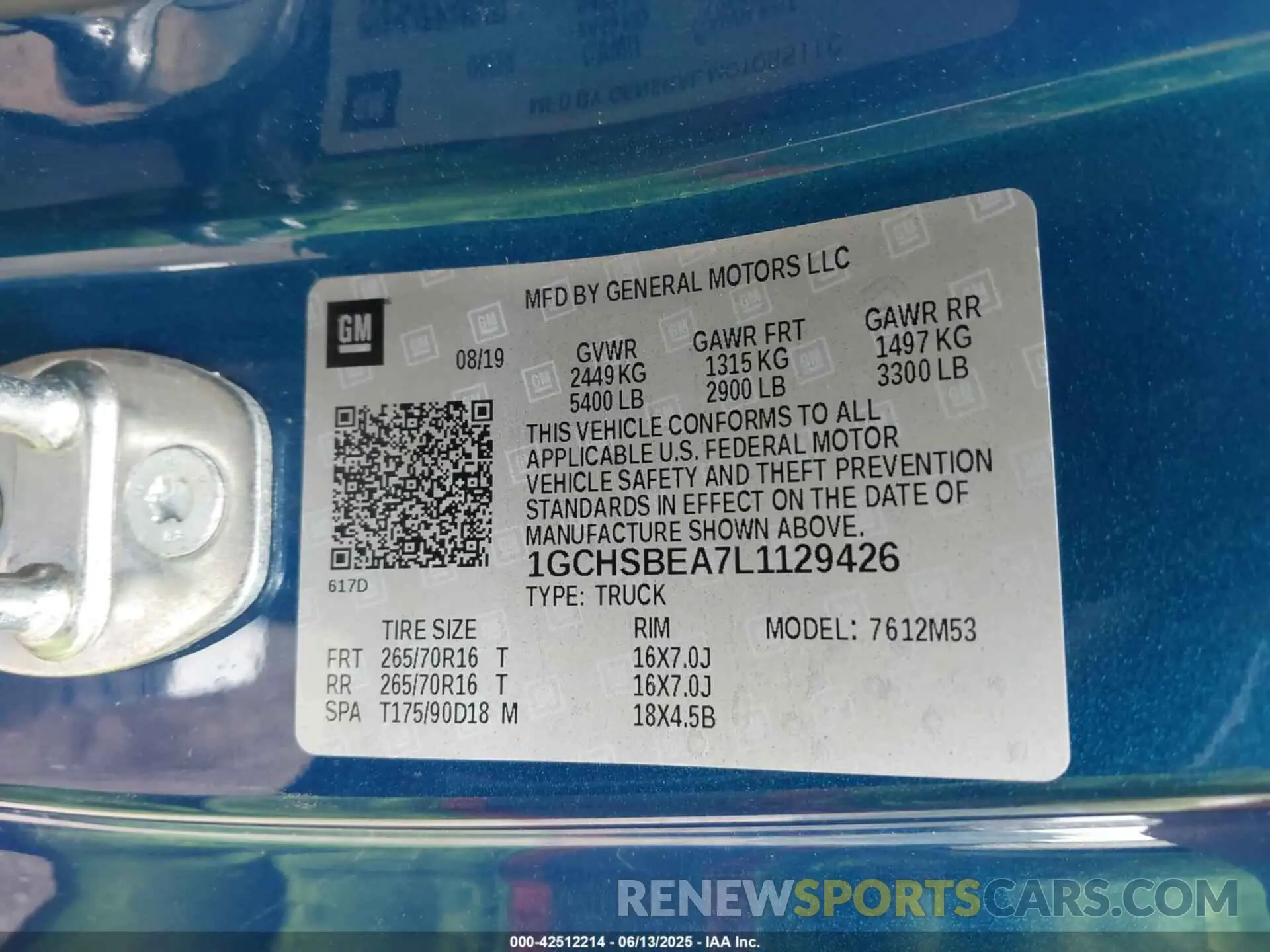 9 Photograph of a damaged car 1GCHSBEA7L1129426 CHEVROLET COLORADO 2020