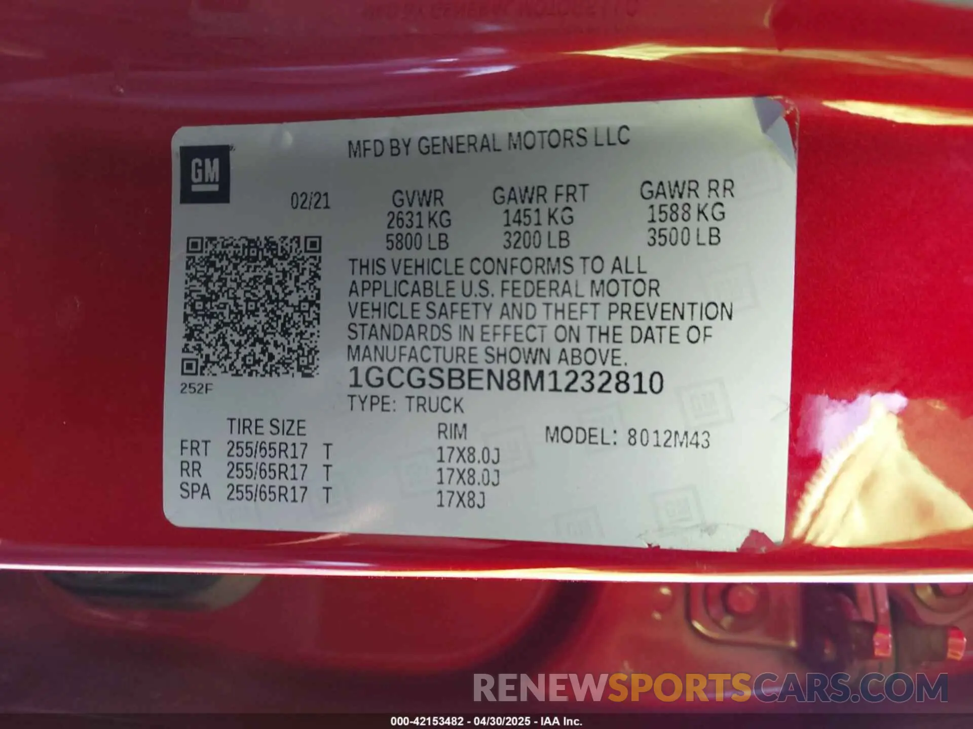 9 Photograph of a damaged car 1GCGSBEN8M1232810 CHEVROLET COLORADO 2021