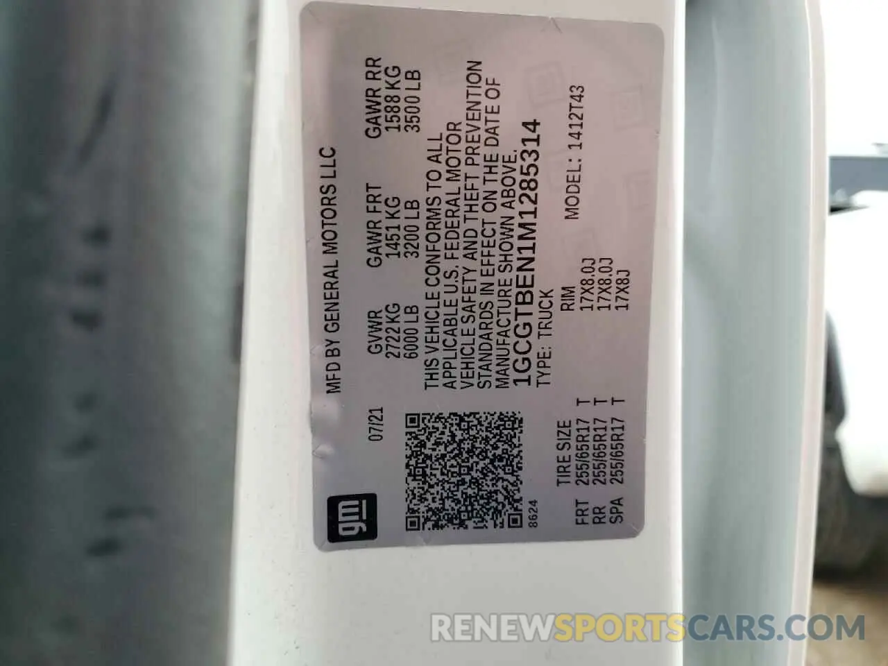 12 Фотография поврежденного автомобиля 1GCGTBEN1M1285314 CHEVROLET COLORADO 2021
