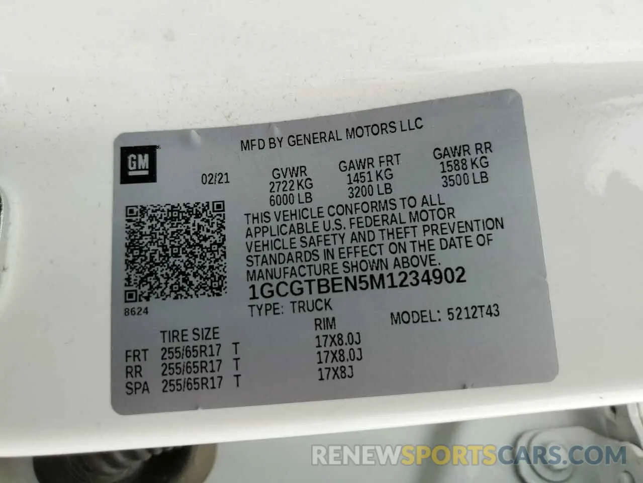 12 Photograph of a damaged car 1GCGTBEN5M1234902 CHEVROLET COLORADO 2021