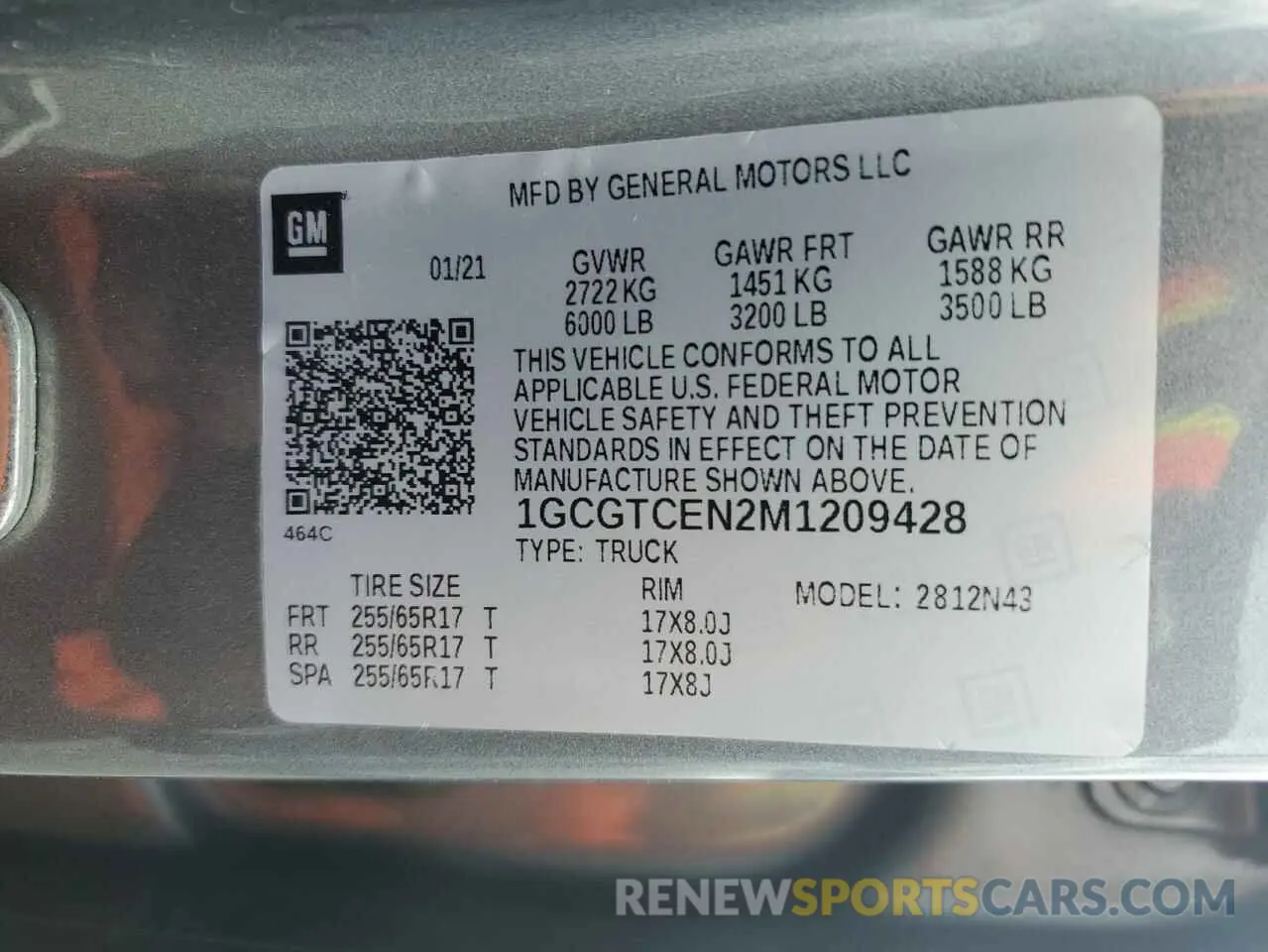 12 Photograph of a damaged car 1GCGTCEN2M1209428 CHEVROLET COLORADO 2021