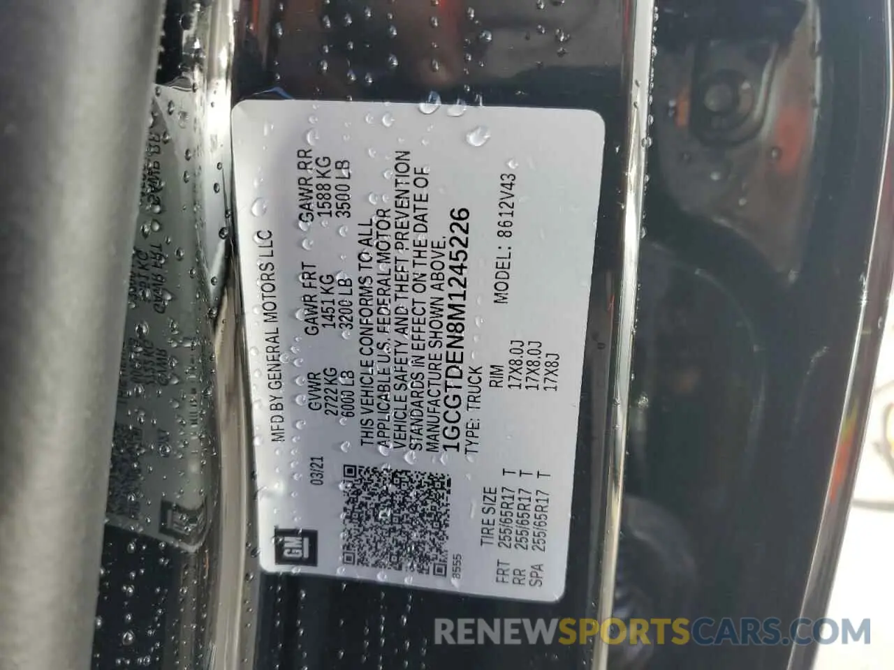 12 Photograph of a damaged car 1GCGTDEN8M1245226 CHEVROLET COLORADO 2021