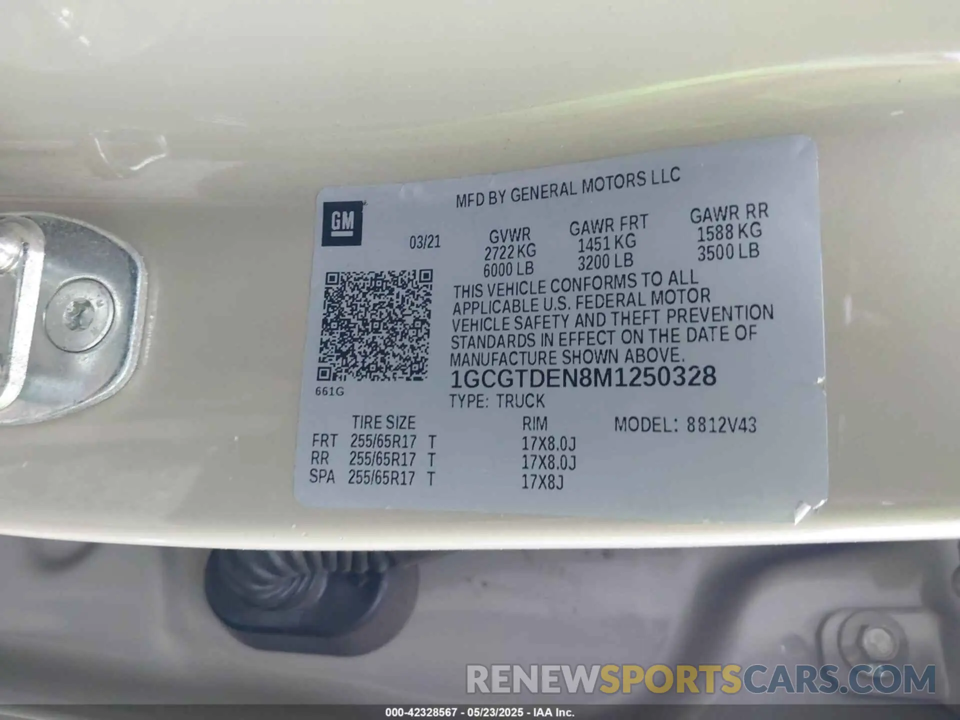 9 Photograph of a damaged car 1GCGTDEN8M1250328 CHEVROLET COLORADO 2021