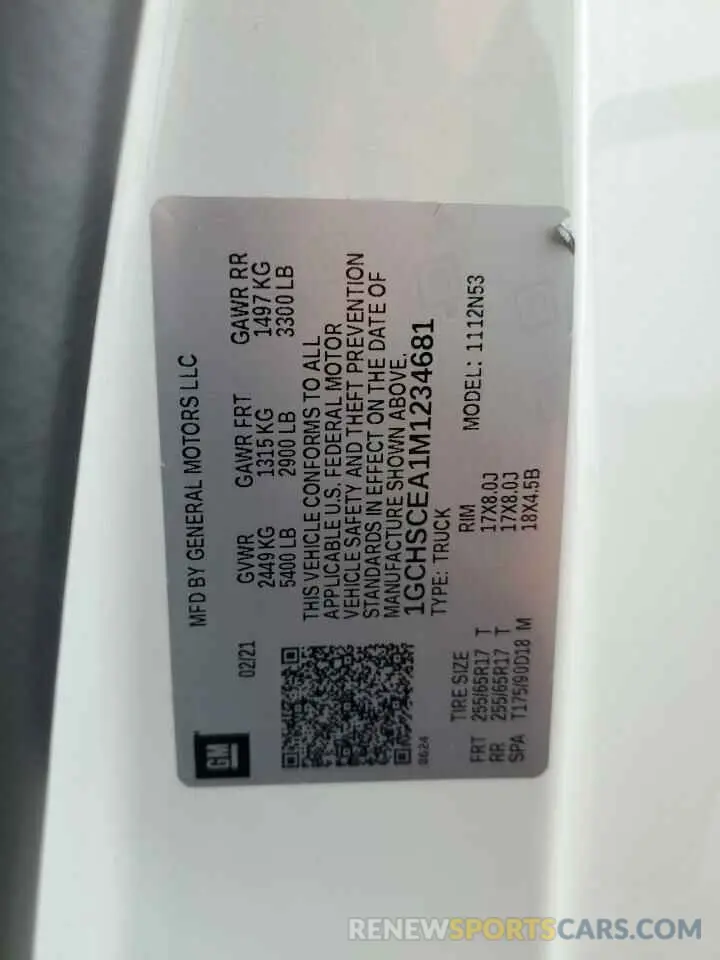 13 Photograph of a damaged car 1GCHSCEA1M1234681 CHEVROLET COLORADO 2021