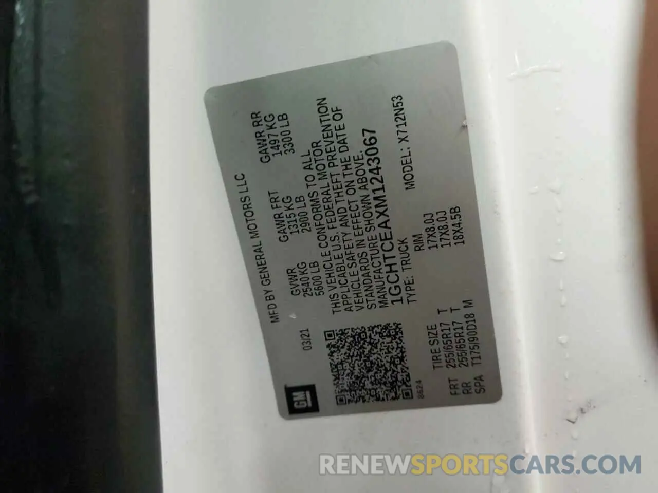 12 Photograph of a damaged car 1GCHTCEAXM1243067 CHEVROLET COLORADO 2021