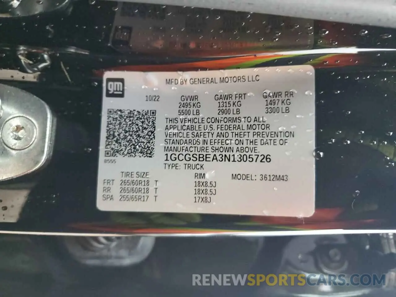 12 Фотография поврежденного автомобиля 1GCGSBEA3N1305726 CHEVROLET COLORADO 2022