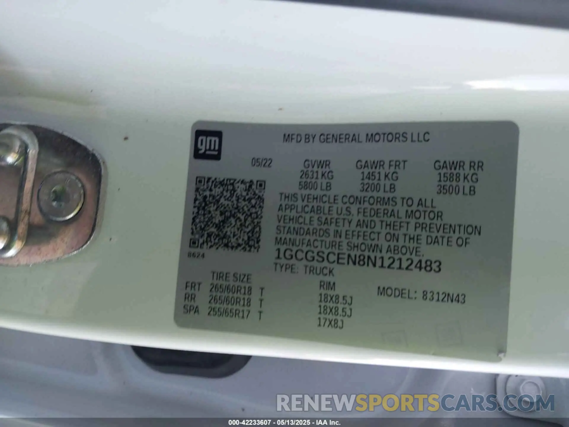 9 Photograph of a damaged car 1GCGSCEN8N1212483 CHEVROLET COLORADO 2022