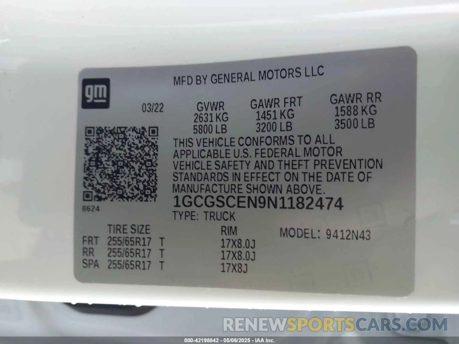 9 Photograph of a damaged car 1GCGSCEN9N1182474 CHEVROLET COLORADO 2022