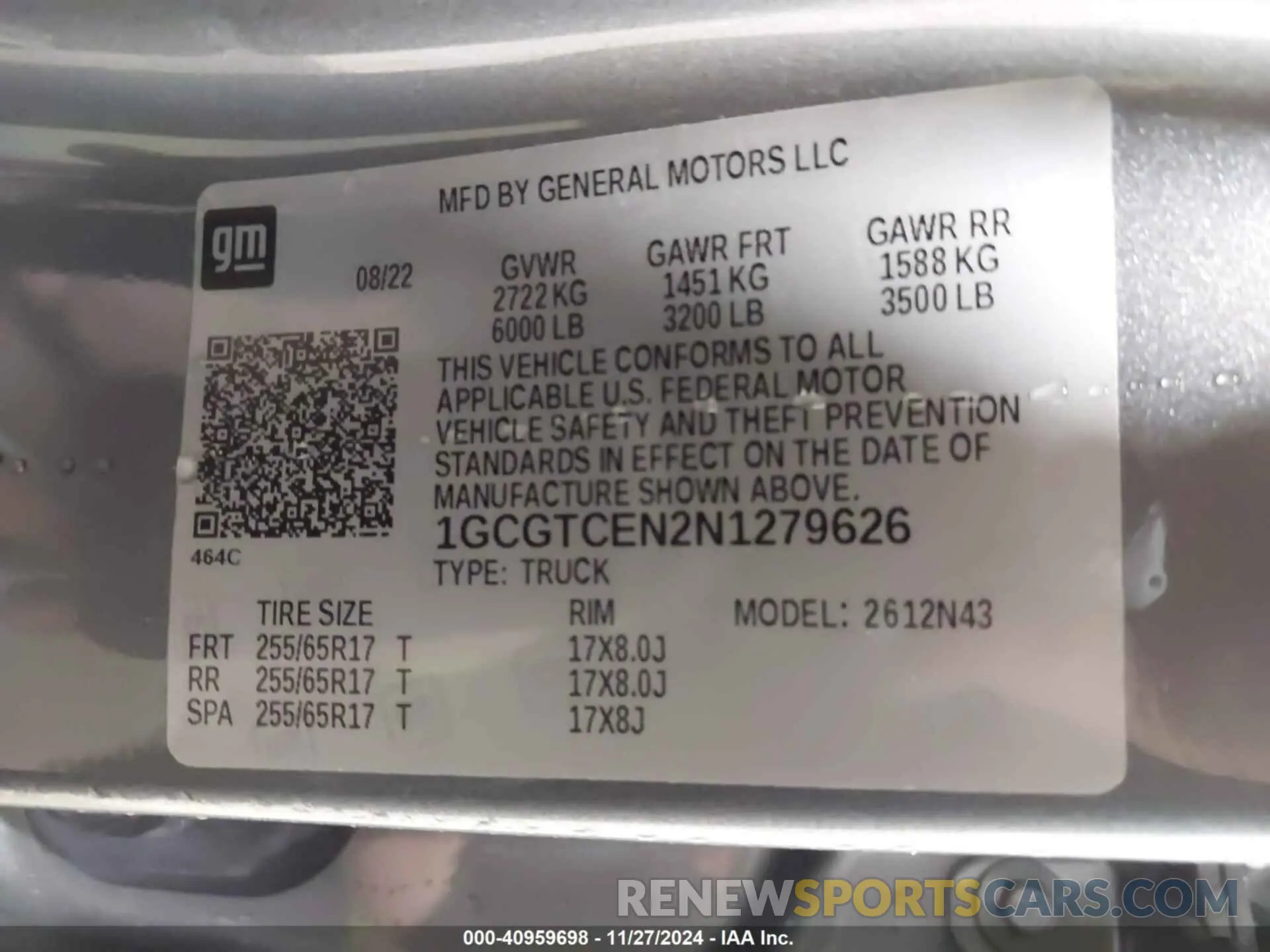 9 Фотография поврежденного автомобиля 1GCGTCEN2N1279626 CHEVROLET COLORADO 2022