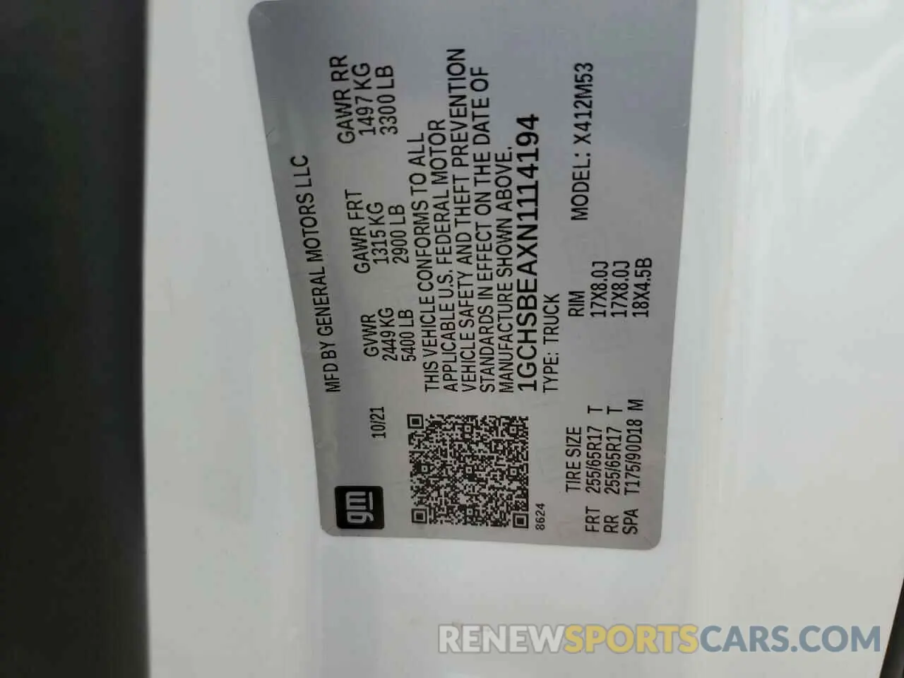 12 Фотография поврежденного автомобиля 1GCHSBEAXN1114194 CHEVROLET COLORADO 2022