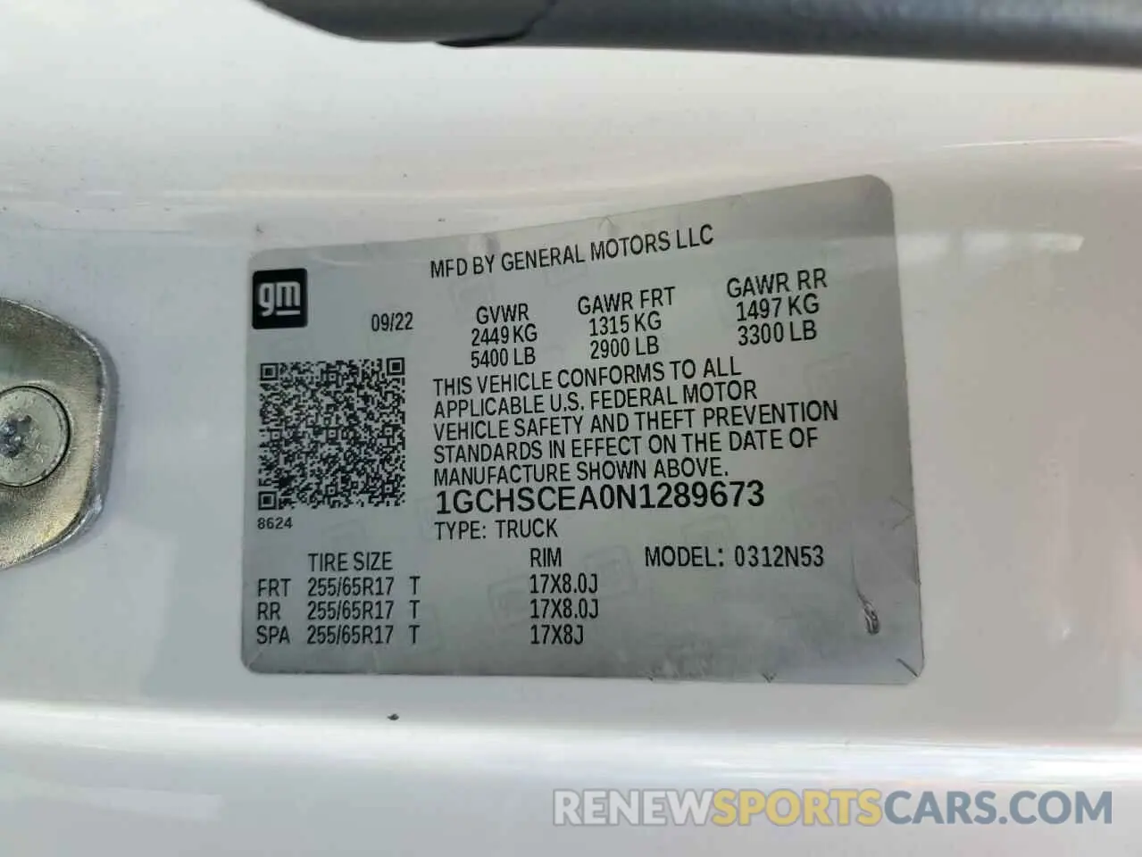 12 Photograph of a damaged car 1GCHSCEA0N1289673 CHEVROLET COLORADO 2022
