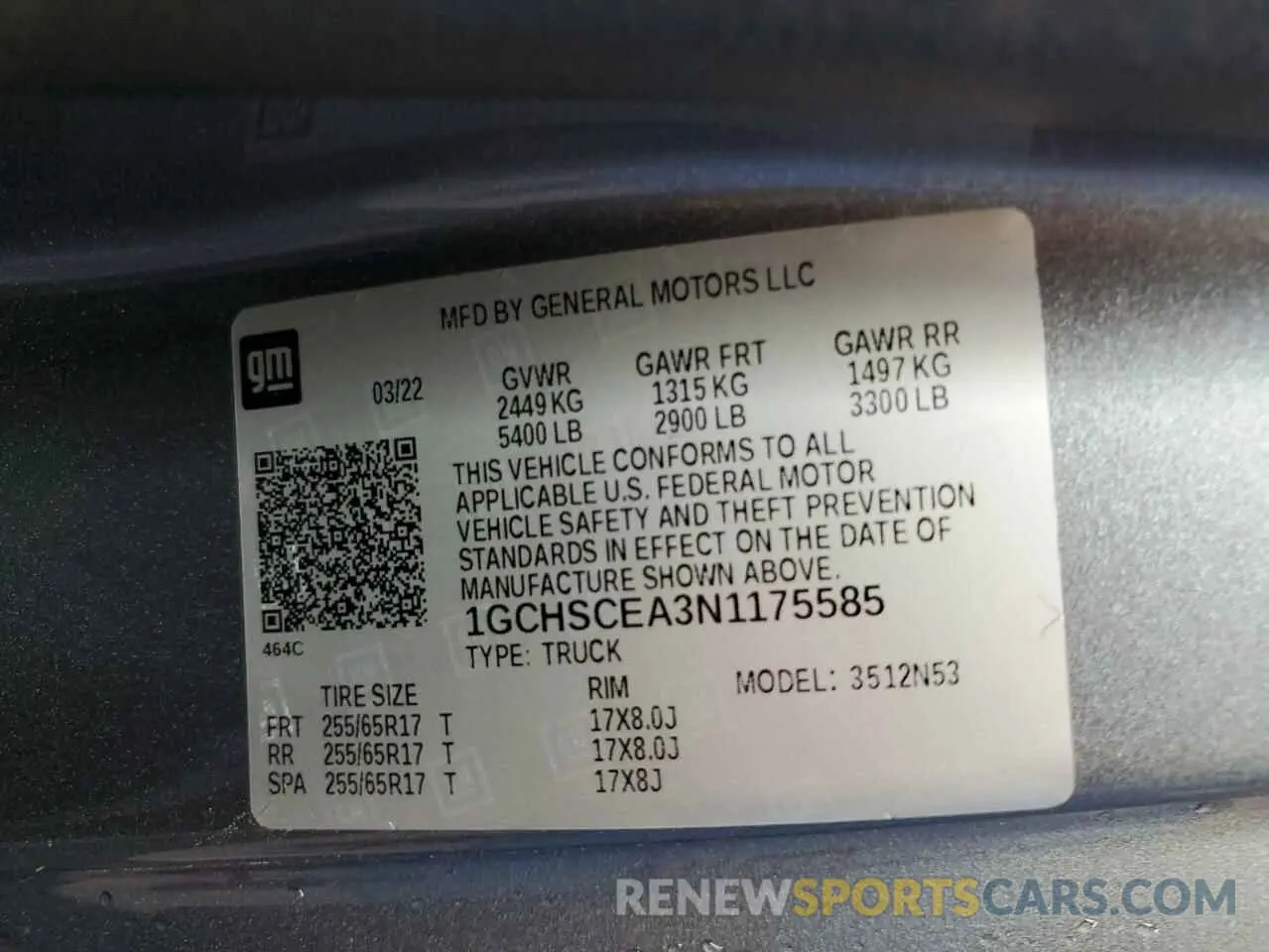 12 Фотография поврежденного автомобиля 1GCHSCEA3N1175585 CHEVROLET COLORADO 2022