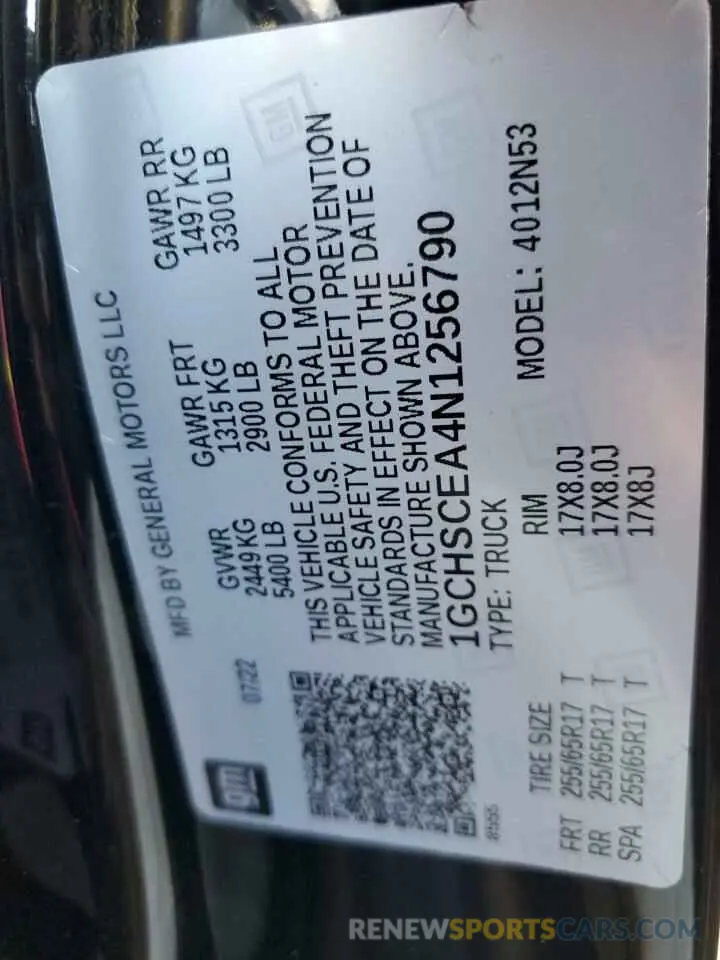 13 Фотография поврежденного автомобиля 1GCHSCEA4N1256790 CHEVROLET COLORADO 2022