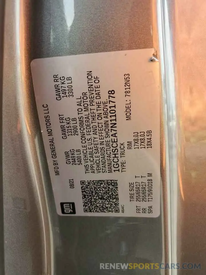 13 Photograph of a damaged car 1GCHSCEA7N1101778 CHEVROLET COLORADO 2022