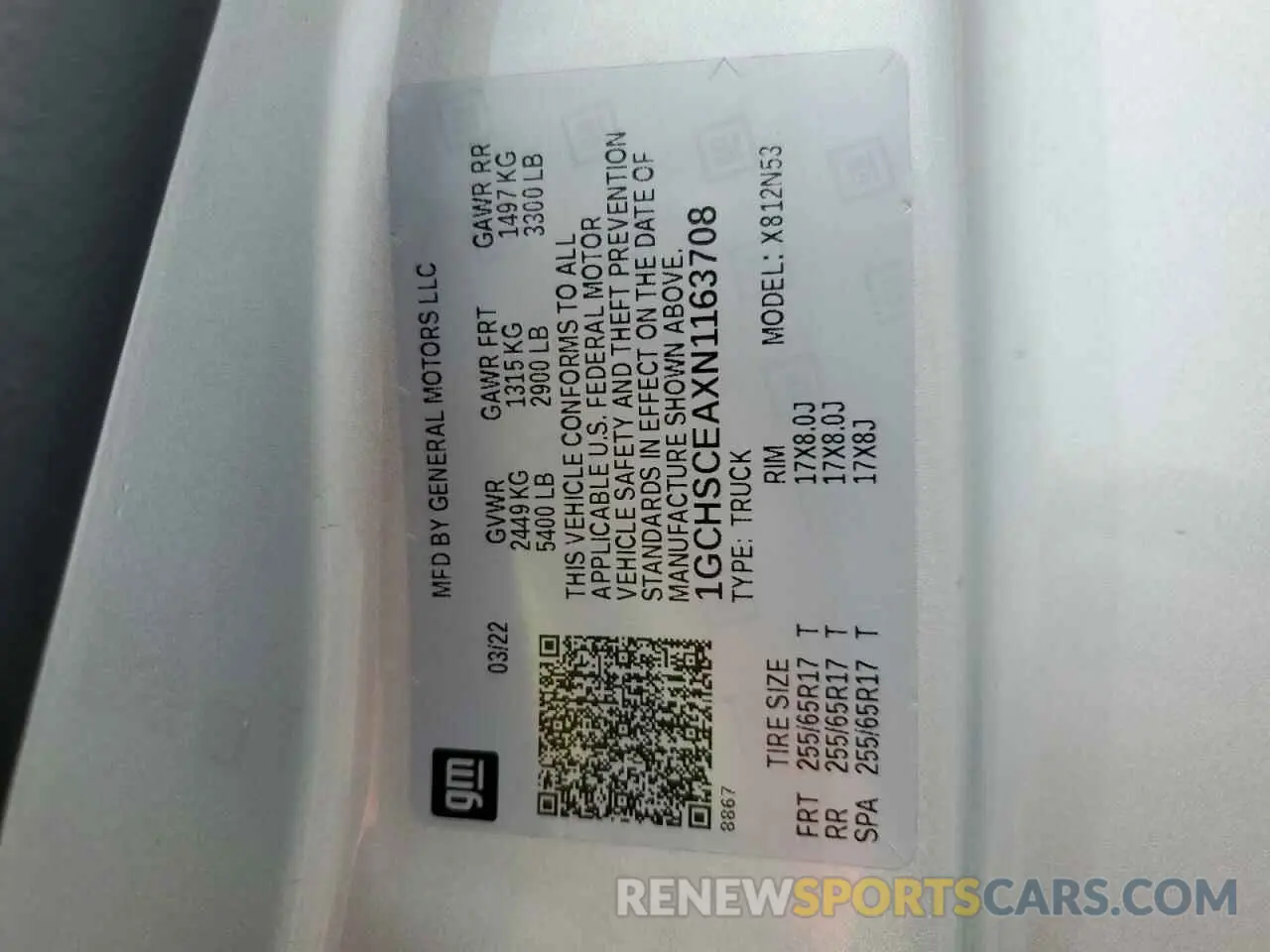 13 Photograph of a damaged car 1GCHSCEAXN1163708 CHEVROLET COLORADO 2022