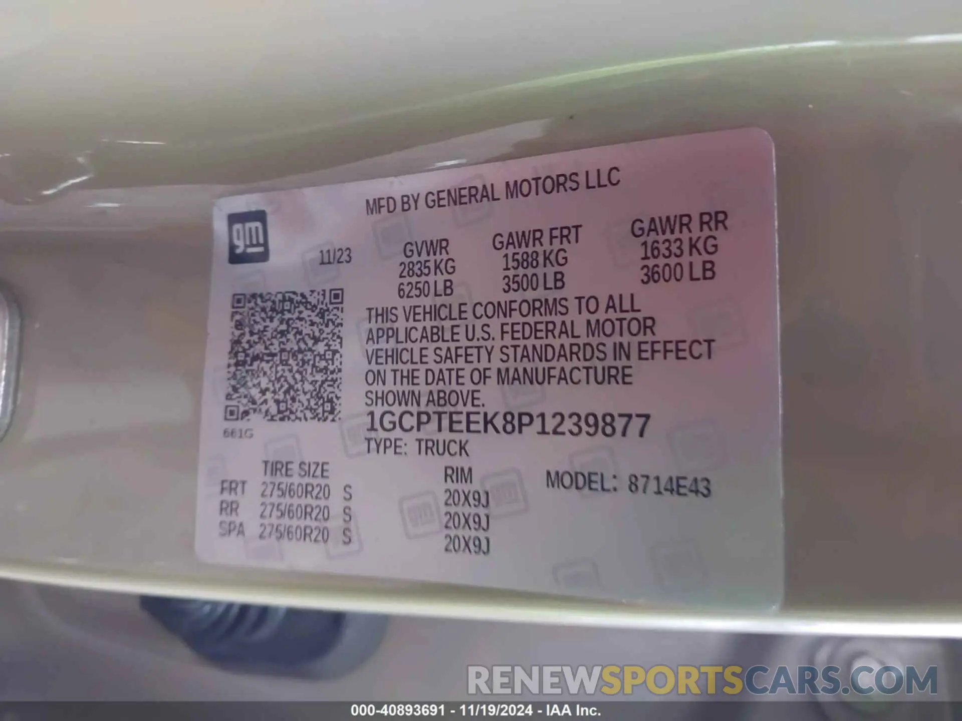 9 Photograph of a damaged car 1GCPTEEK8P1239877 CHEVROLET COLORADO 2023