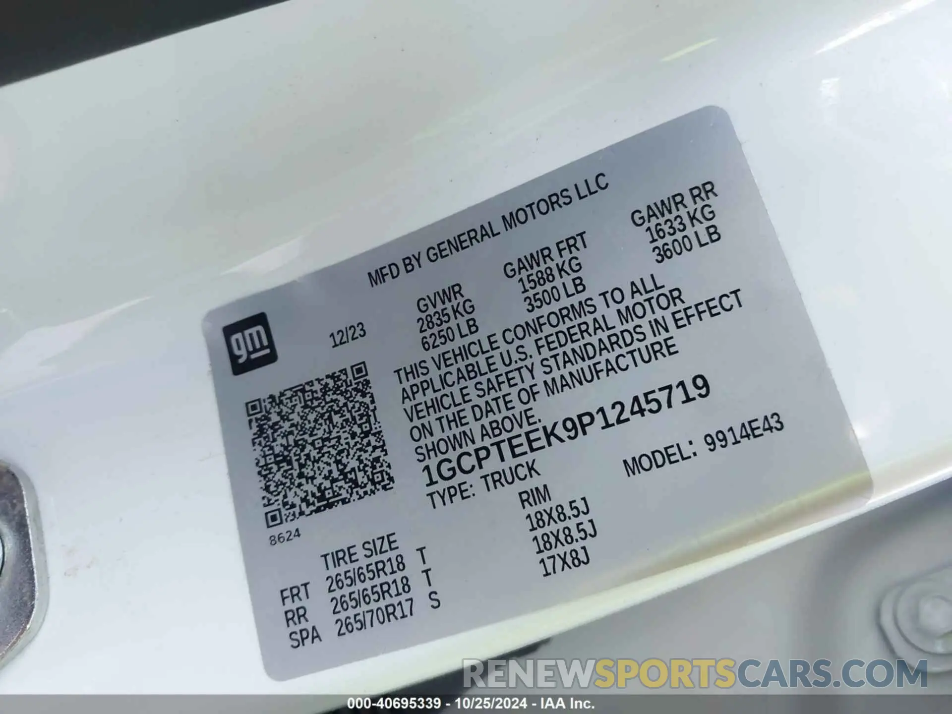9 Фотография поврежденного автомобиля 1GCPTEEK9P1245719 CHEVROLET COLORADO 2023