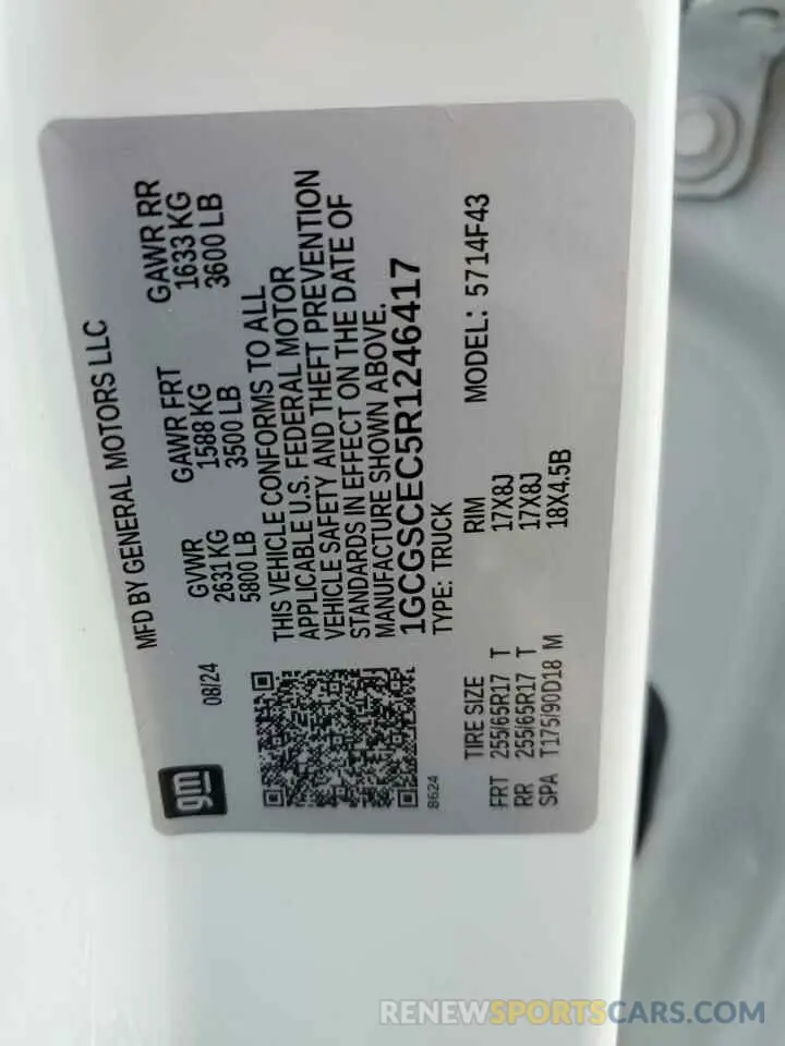 14 Фотография поврежденного автомобиля 1GCGSCEC5R1246417 CHEVROLET COLORADO 2024